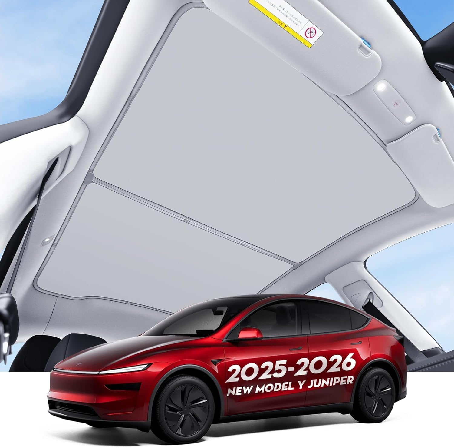 Sunshade Roof for Tesla Model Y Juniper 2026 2025 Heat Insulation Foldable Glass Roof Sun Shade, Precision Fit, Nano Ice-Crystal Coatings Sunroof Cover Accessories (For Model Y Juniper 2025-2026) image number 6
