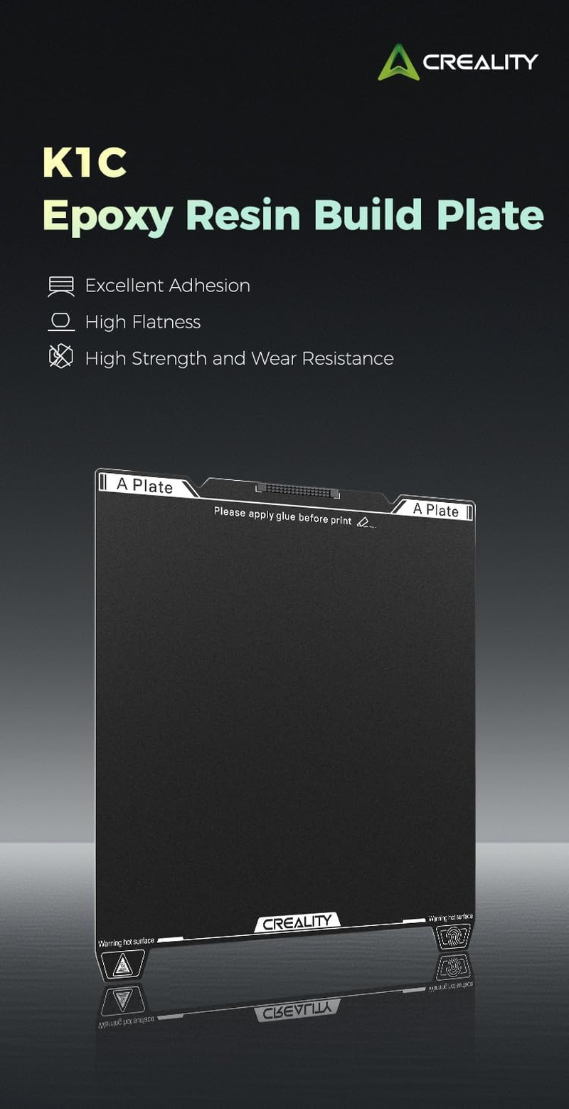 Creality Upgraded K1C Epoxy Resin Build Plate 235 * 235Mm, without Soft Magnetic Sticker, Wipe Nozzle Design, Excellent Adhesion, High Strength and Wear Resistance, 3D Printer Platform for K1C/ K1 SE image number 3