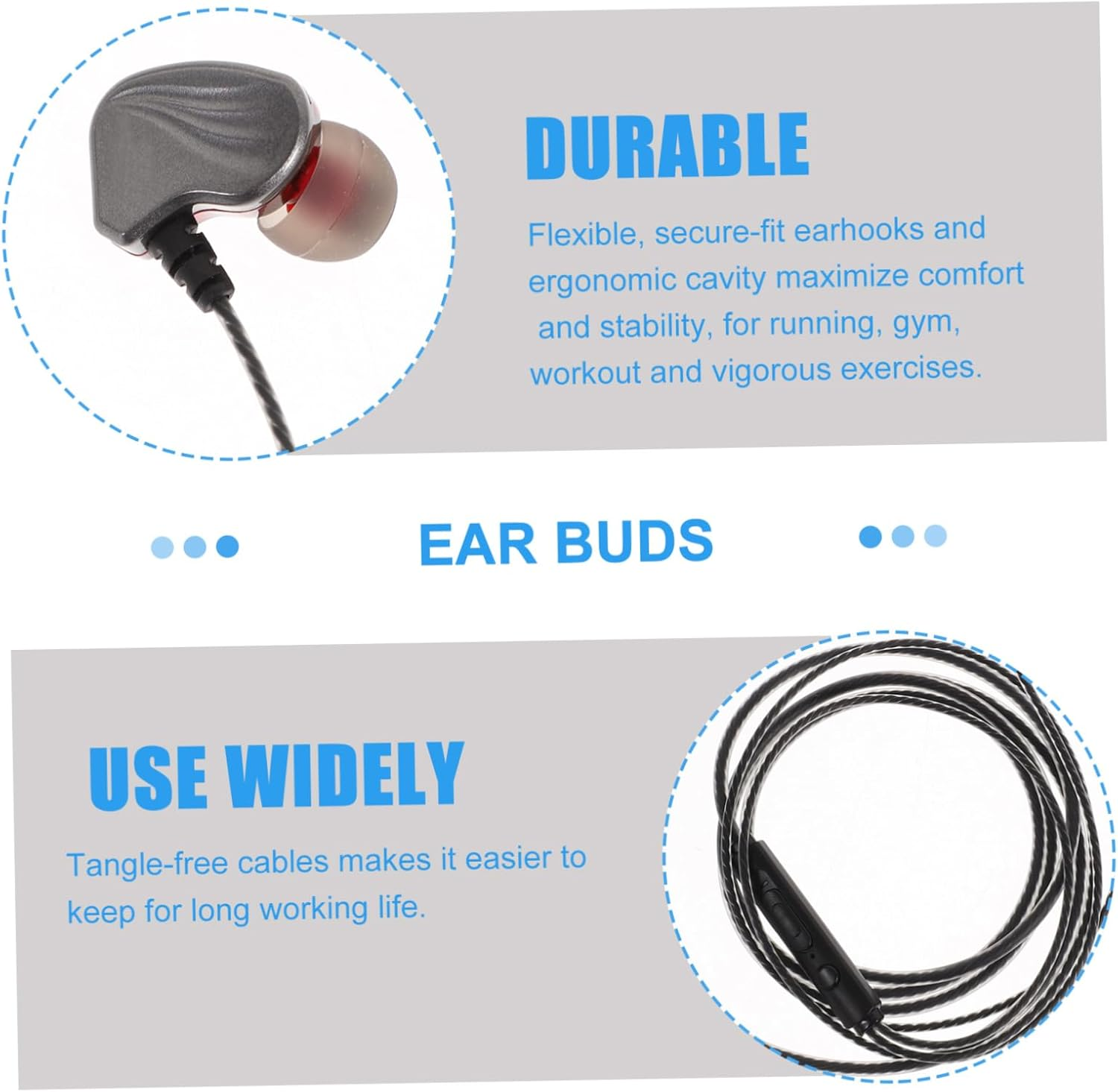 VERDANVERSE -Ear Type-C Earphones with Subwoofer Bass and Microphone for Phone Tablet Wired Gaming Headset Grey Suitable for Sports and Audio Output Devices