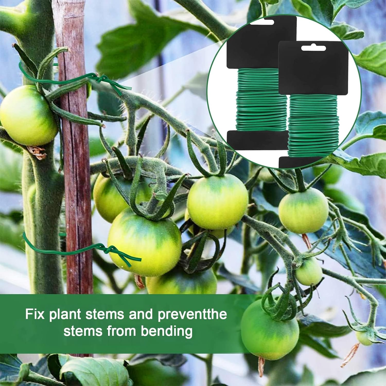 Garden Plant Twist Tie Set, 20M Soft Twist Ties with 100 Extra Plant Ties, Reusable Heavy Duty Soft Plant Metal Wire for Gardening, Inndoor, Outdoor, Plant Support image number 4