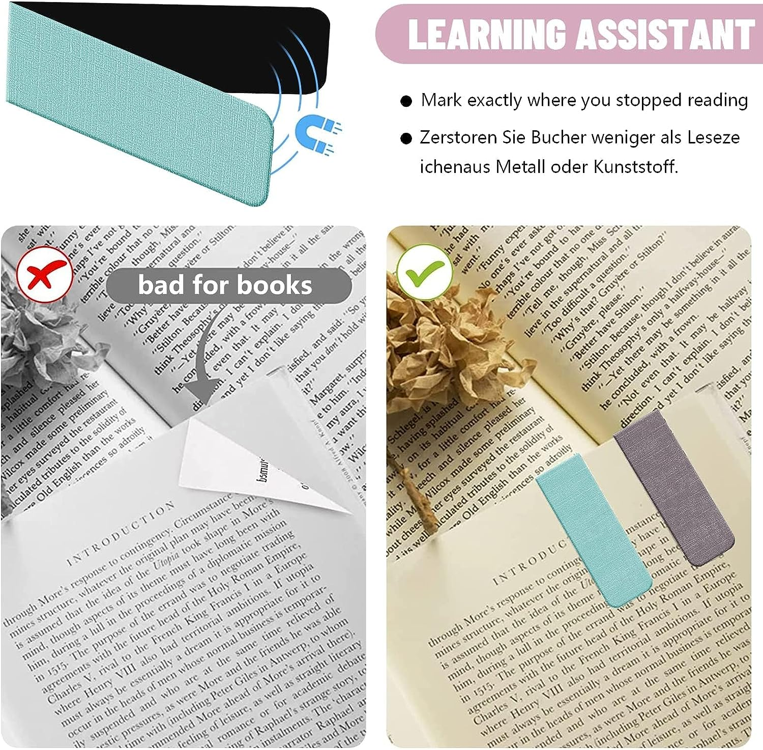 Magnet Page Markers, 15Pcs Morandi Color Assorted Magnetic Bookmarks, Magnetic Page Clip for Teachers, Students, Book Lovers, Office, Book Club, Library image number 4