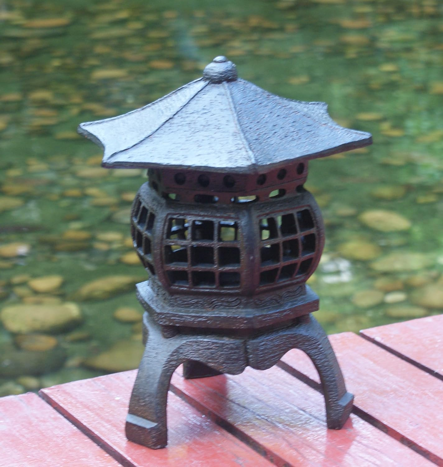 TIAAN 12" Height Japanese Lantern Solar Garden Lamp Solar Pagoda Light image number 5