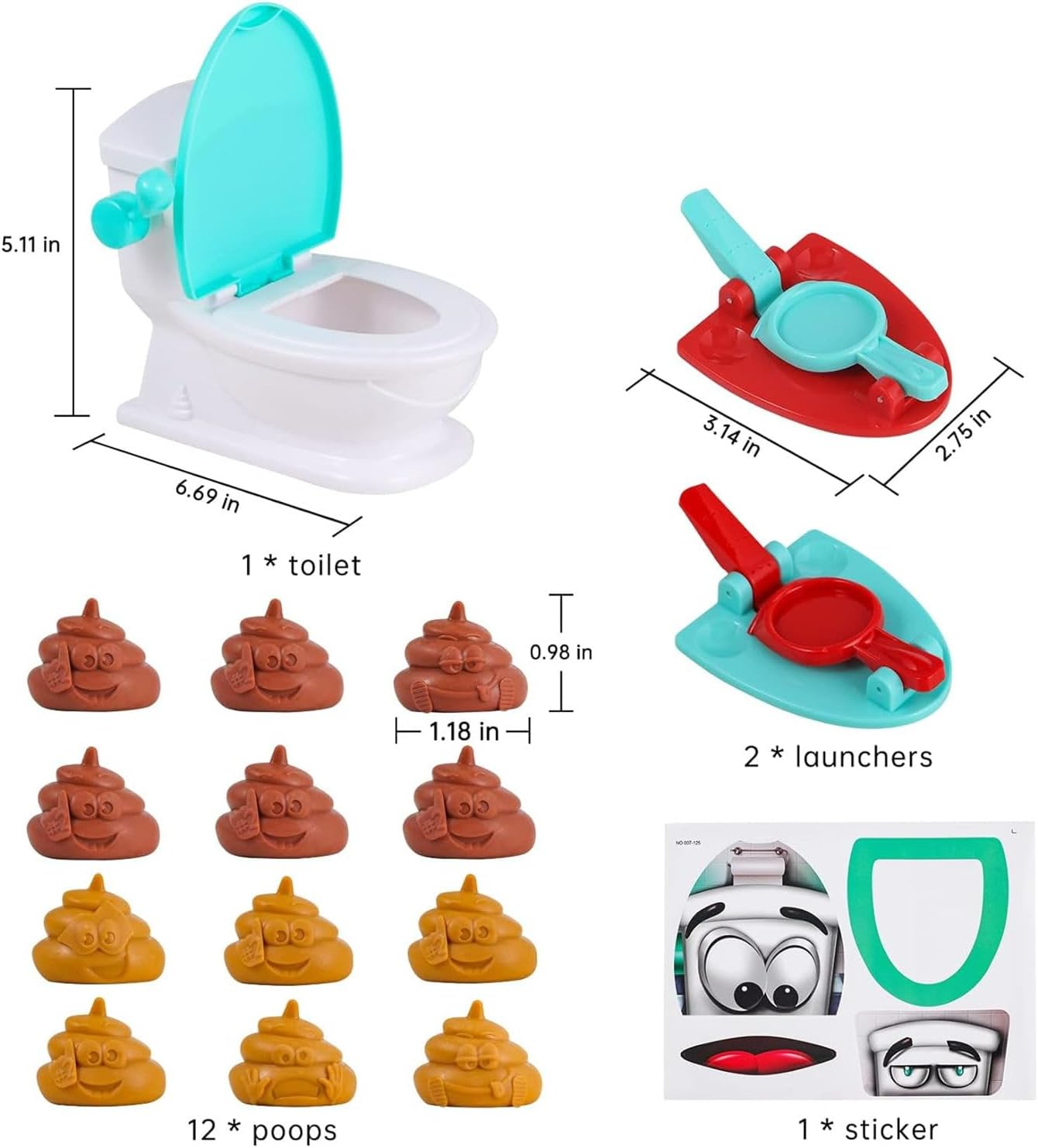 Poop Shoot Game Toy for Kids, Creative Toilet Poop Game Toys, Funny Family Game, Include 12 Poops, 2 Launchers and Sticker image number 5