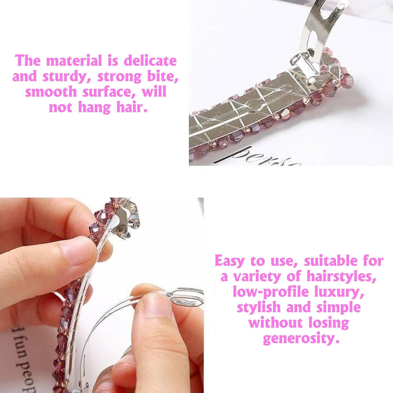 BSITSSS 4 Pieces Crystal Hair Barrettes for Women, Barrette Hair Clips Rhinestone, French Barrette Hair Clip, Shiny Hair Clips & Barrettes, Hair Clasps Bling Accessories for Ladies and Girls image number 2