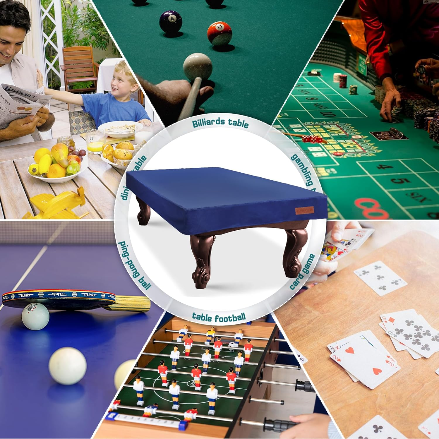 K-Musculo Pool Table Cover, Heavy Duty Leatherette Billiard Table Cover, Waterproof and Tearproof, 6.5/7/ 7.5/8/ 8.5/9 Foot Fitted image number 4