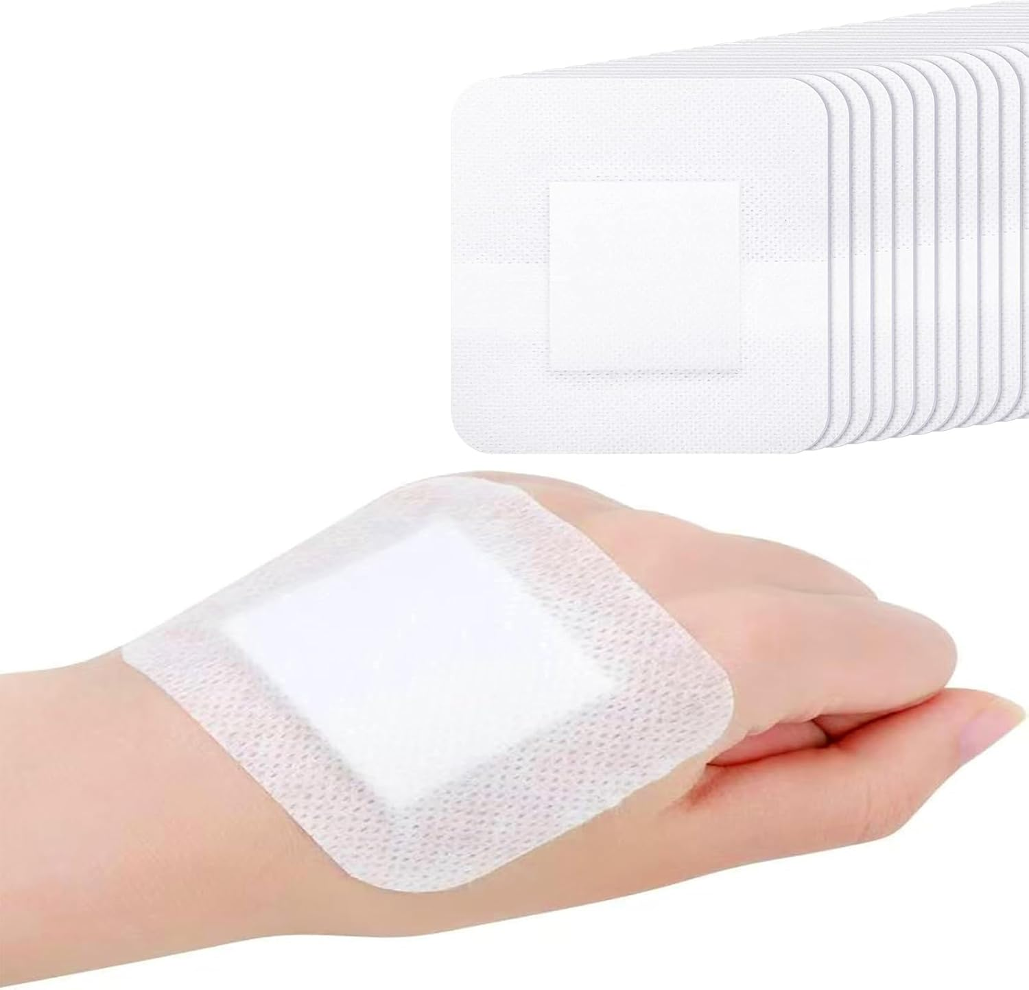 Wound Dressings Adhesive, 10 Pack Waterproof Sterile Dressing Pads Padding with Absorbent Patch, Individually Wrapped(10 X 10Cm)