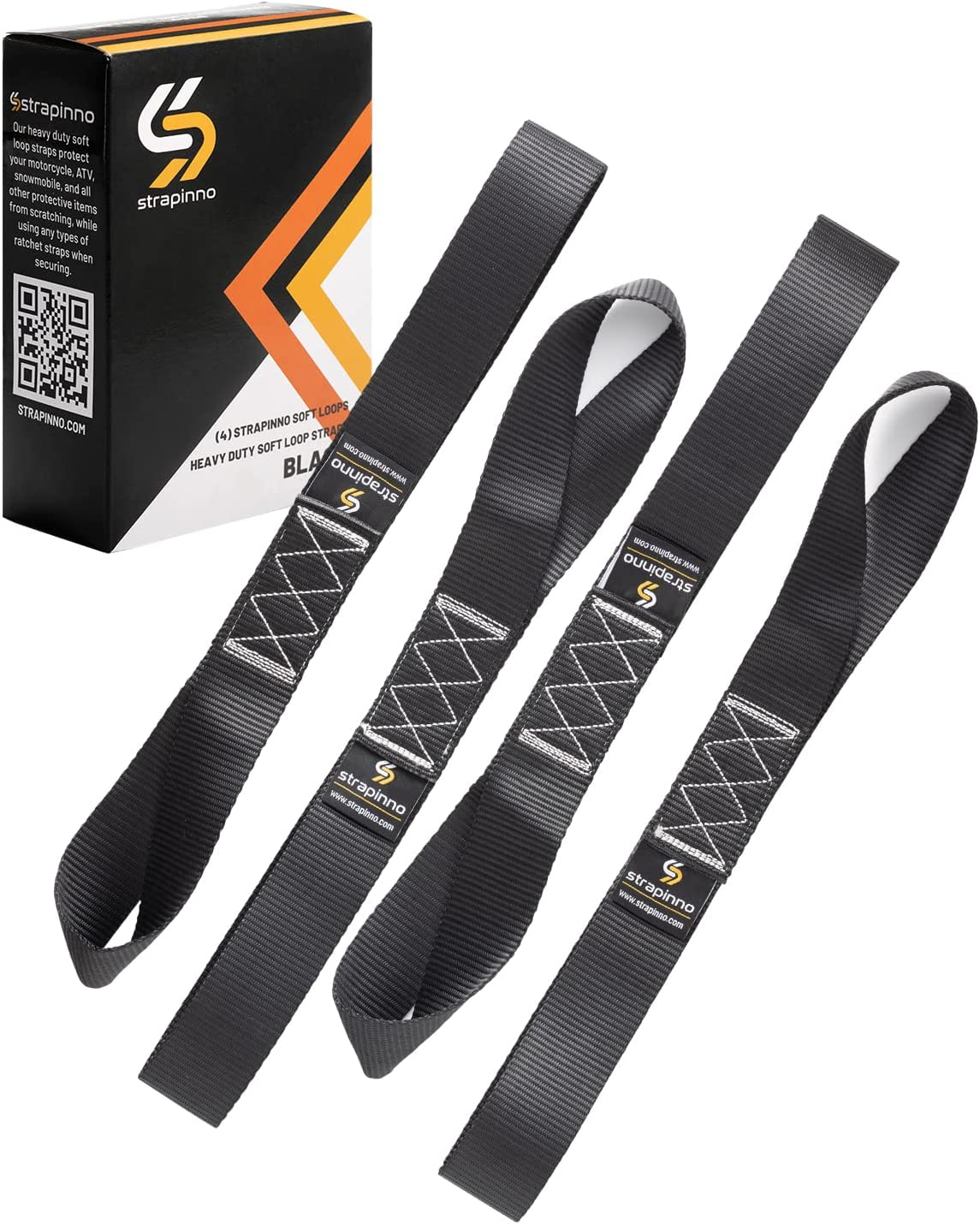 Strapinno 4Pcs. Soft Loop Tie-Down Straps -1.7 in X 17 in Straps with 10,500Lbs Breaking Strength and 3,500Lbs Working Load Limit Each, Ideal for Securing ATV, UTV, Vehicles, and Other Equipment(Red)