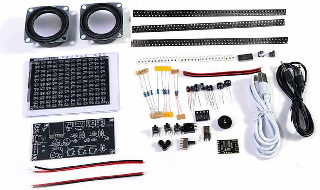 DIY Electronics Kit LED Bluetooth Speaker, Build Your Own Portable Bluetooth Speaker,Led Music Spectrum Electronic Soldering Electronic Kit (Without Shell)