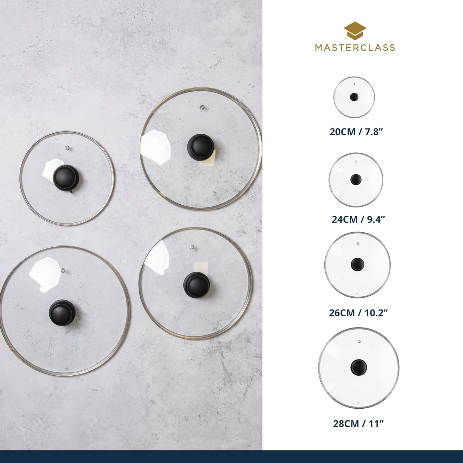 Kitchencraft Masterclass Glass Lid 20 Cm, Universal Designed for All 20 Cm (8 Inch) Cooking Pots and Frying Pans image number 1