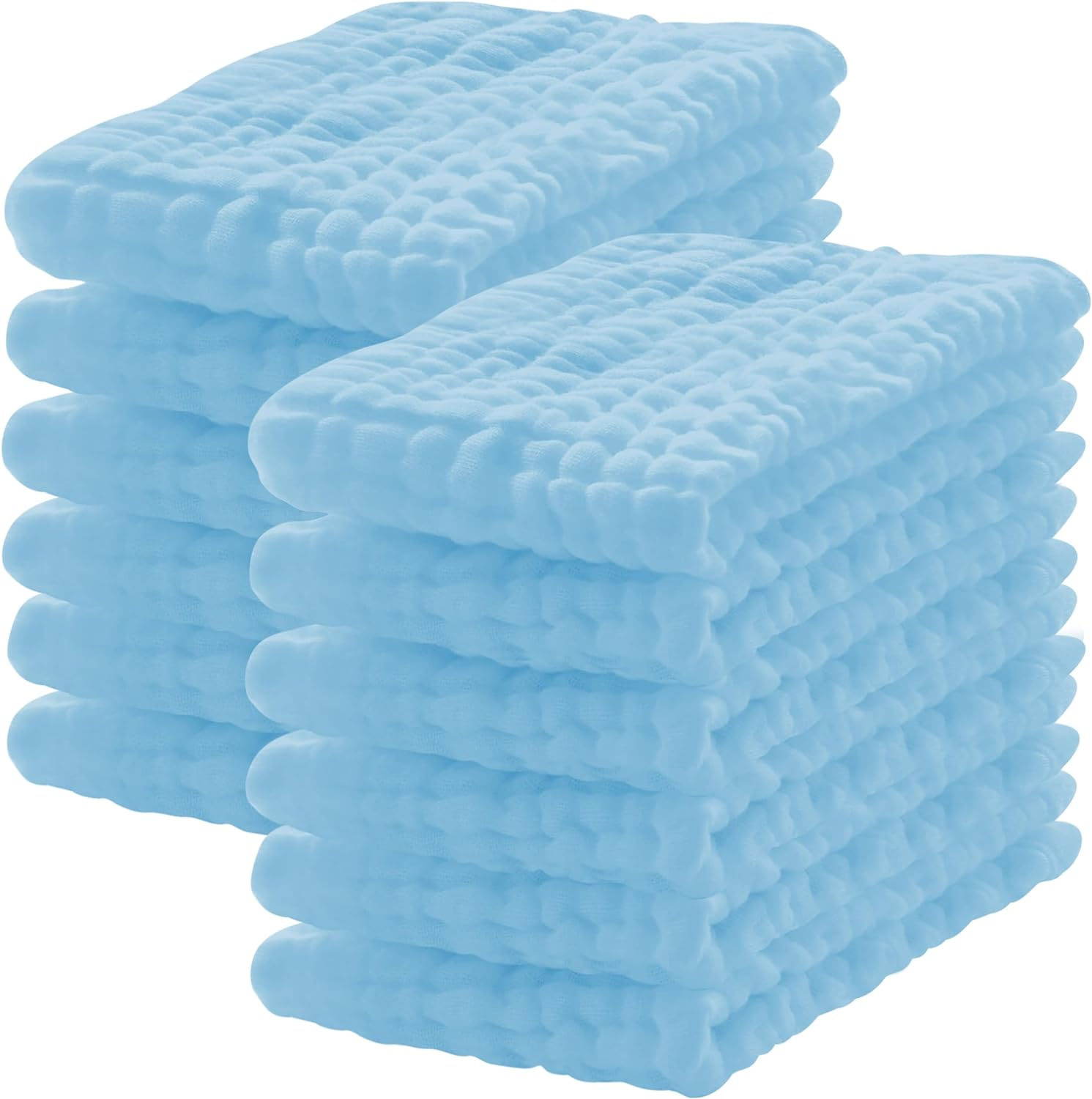 12 Pack Muslin Burp Cloths 100% Cotton Muslin Cloths Large 20''X10'' Extra Soft and Absorbent Baby Burping Cloth - Aqua