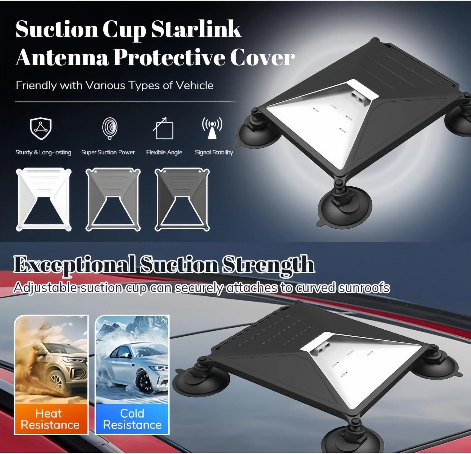 Starlink Mini Suction Cup Mount,Starlink Mini Car Mount Protect Silicone Case for 2-In-1 Roof Cover for Sunroof Window, Ensure Stable Satellite Signal for Cars, Rvs, Trucks, Boats and Road Trip(Black) - Gray image number 3