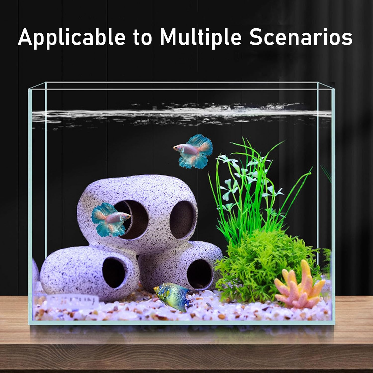 Aquarium Hideaway Rock Cave, Decor Fighting Fish House, Reptile Hide Cave Tank Decoration Accessories for Shrimp to Breed/Hide/Play (Three Layers) image number 4