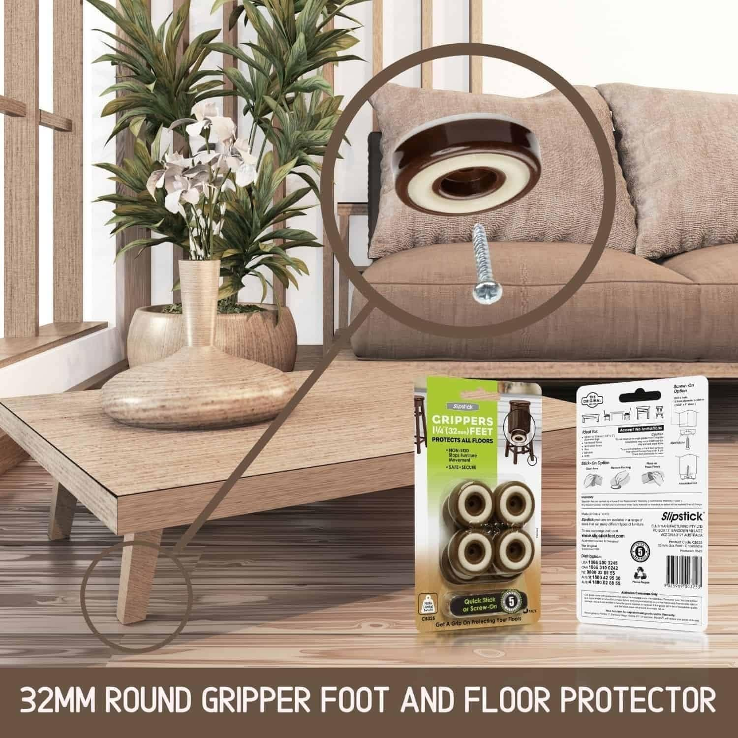 Slipstick Furniture Floor Protector Slider 8-Pieces Pack, 32 Mm Size, Chocolate image number 4