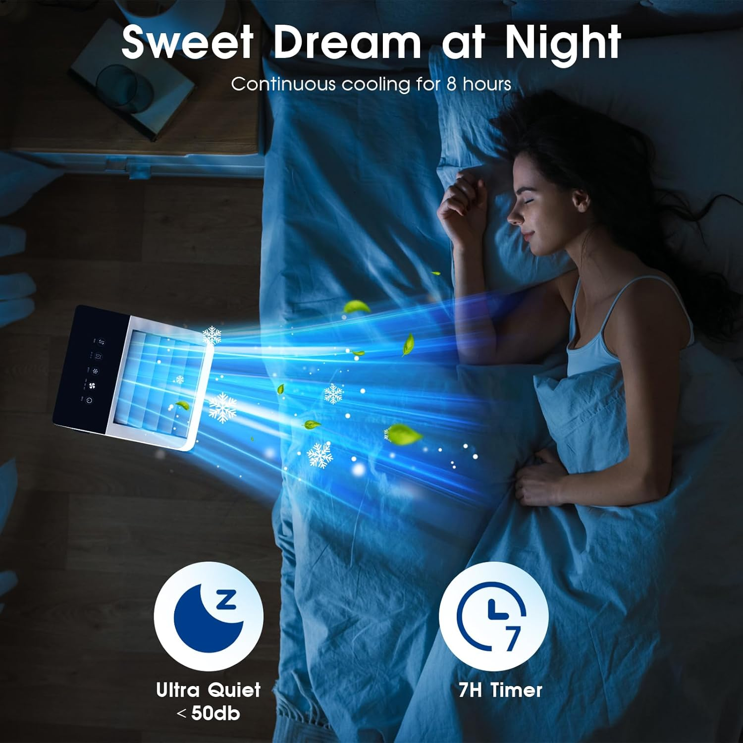 YOPOWER 3 in 1 Air Cooler, Portable AC Evaporative Cooler Humidifier Purifier Cooling Fan, with 2 Control Modes, 3-Speed, 4L Large Water Tank for Home, Bedroom, Office image number 6