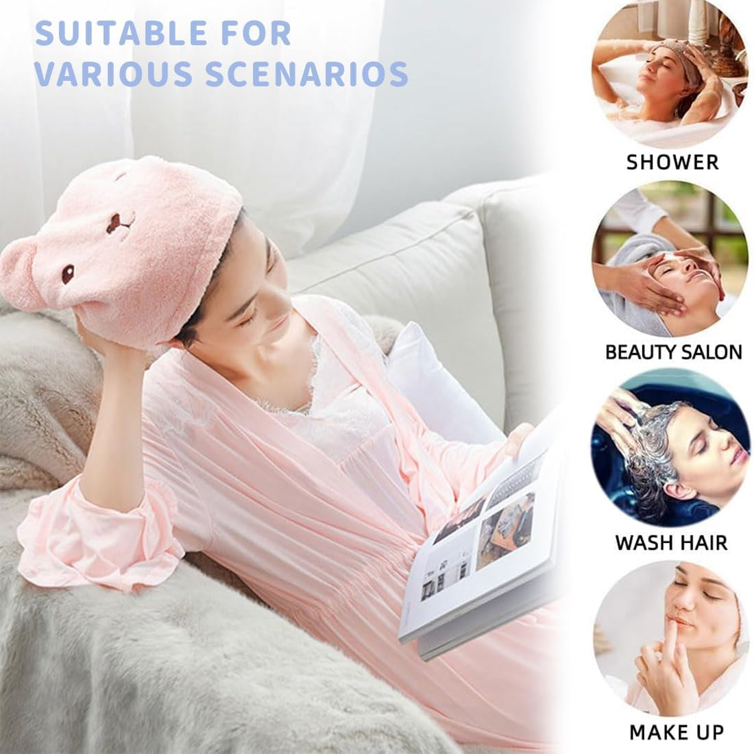 Bangbobi Hair Turban Set of 2 - Quick-Drying Microfibre Towel for Hair, Women & Children - Turban Cap as Hair Towel for Bath & Sauna