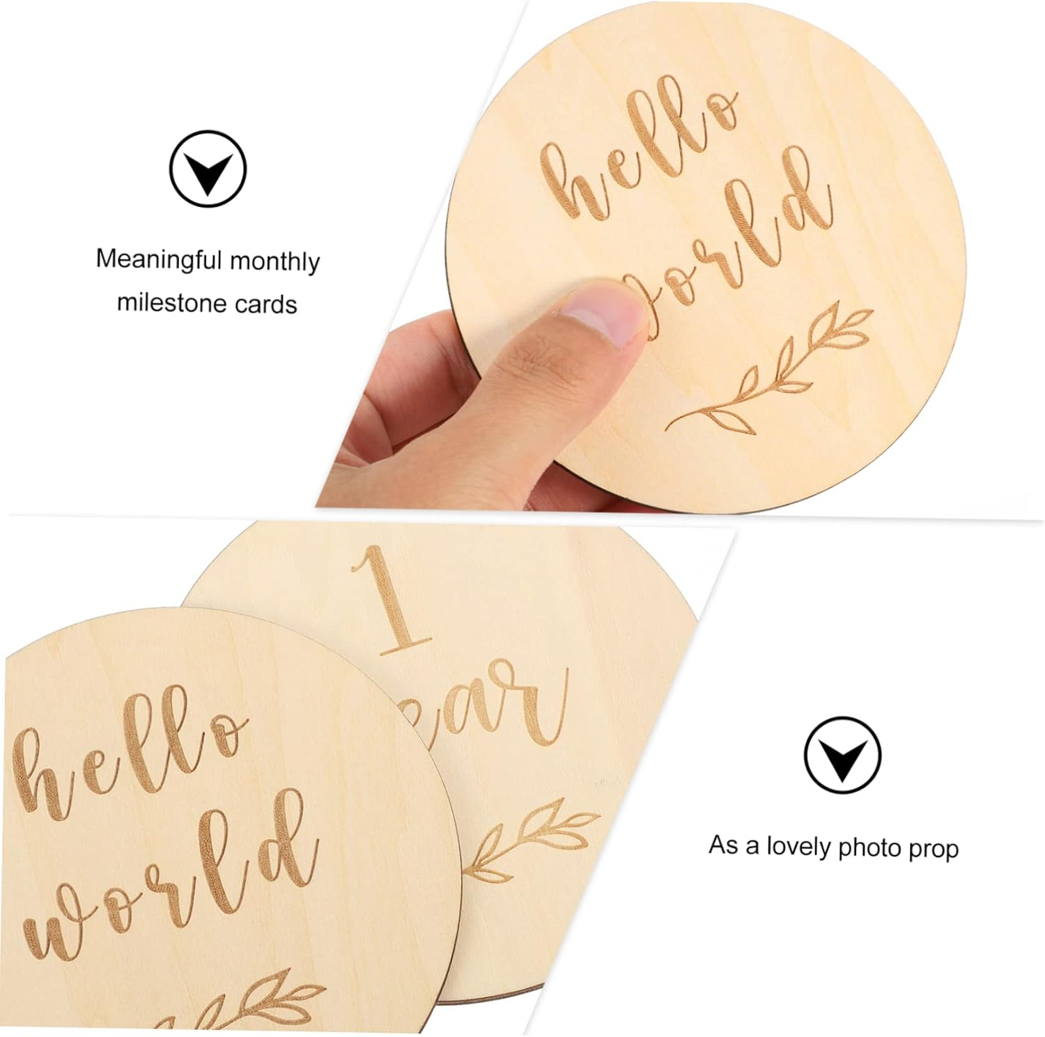 13Pcs Growth Commemorative Cards Wooden Milestone Cards for Boy Girl Newborn Prop image number 3