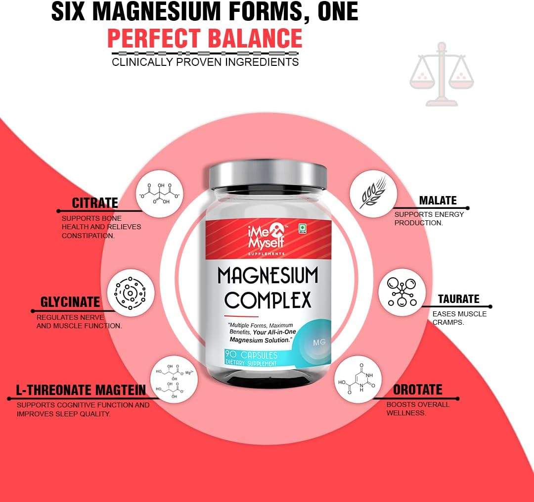 Imemyself Magnesium Complex &ndash; 90 Capsules | All-In-One Magnesium Solution for Multiform Benefits image number 4