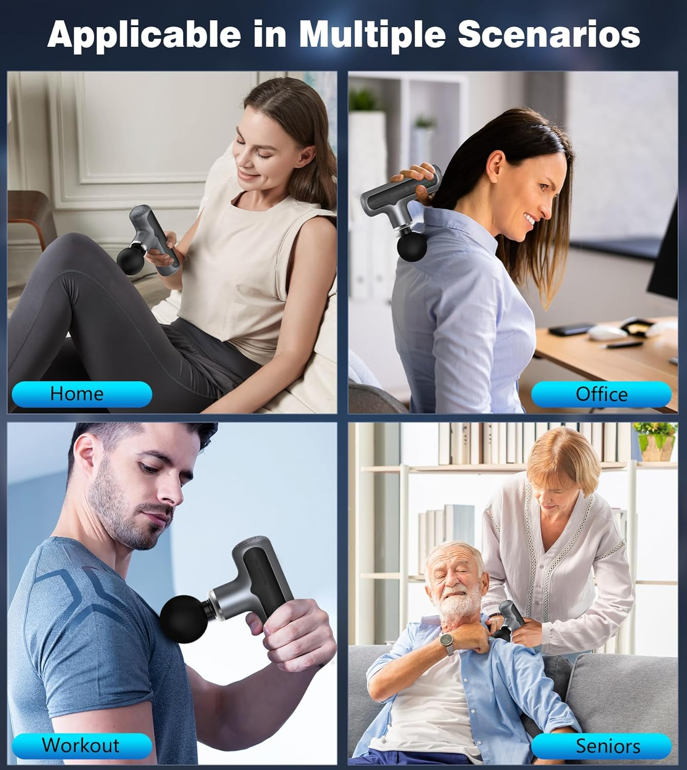 XXZU Mini Massage Gun 4000Mah Massager with 4 Massage Heads 7 Gears, Portable Massager Gun Suitable for Shoulder, Neck, Back, Legs Muscle Tissue to Relax and Relieve, Gray image number 1