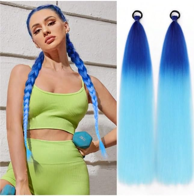 Ponytail Extensions, Glitter Festival Hair, Extensions 18 Inch, Pink Ombre, 2 Pack