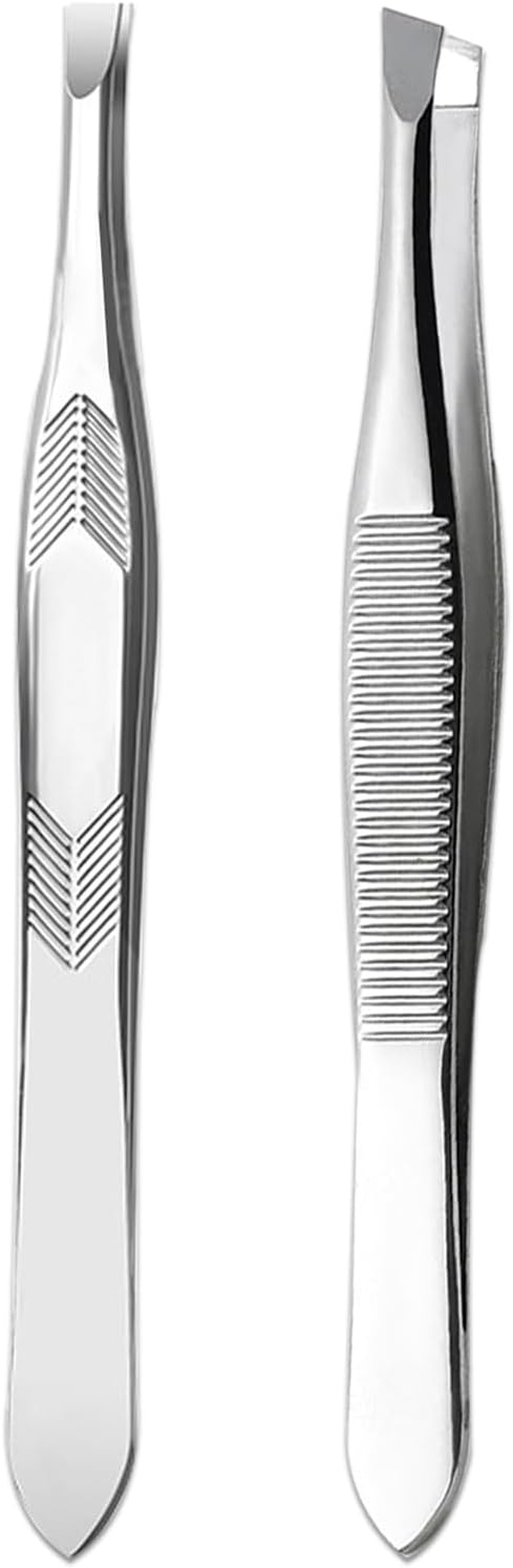 2Pcs Stainless Steel Tweezers for Man Women Facial Hair Eyebrow Chin