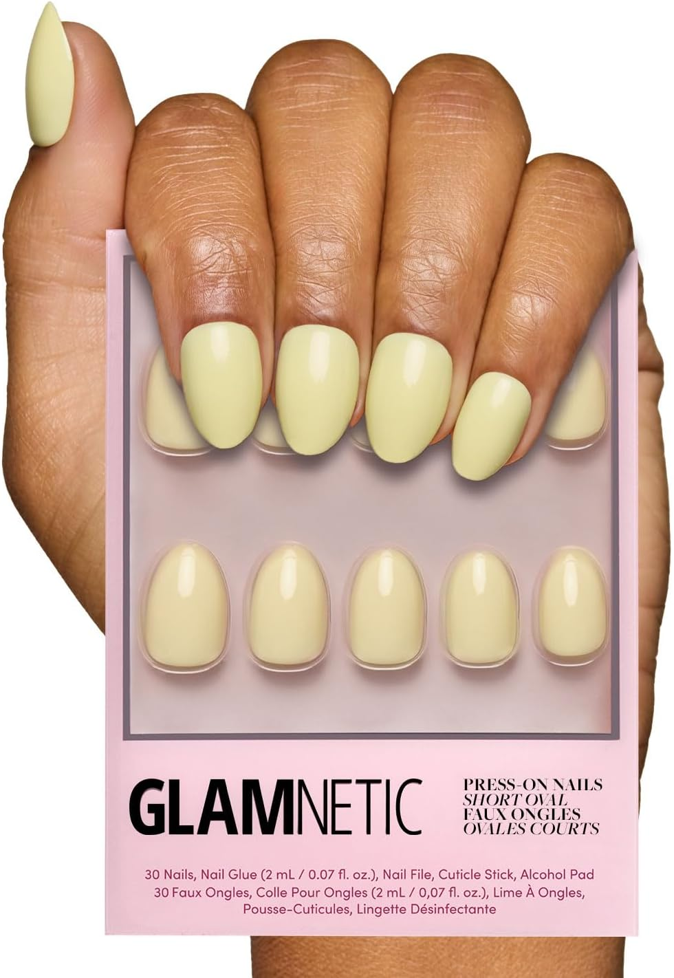 Glamnetic Press on Nails - Exposed | Medium Coffin Fake Nails, Nude Opaque Neutral, Salon Quality | 15 Sizes - 30 Nail Kit