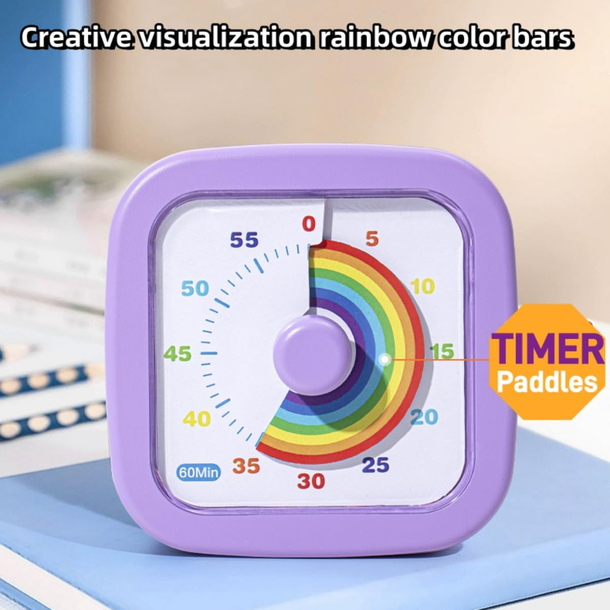 Kids Visual Timer Cute Rainbow - 60 Minute Countdown Timer Time Management for Kids and Adults, Timer for Cooking Classroom Meeting (Blue) - Purple image number 6