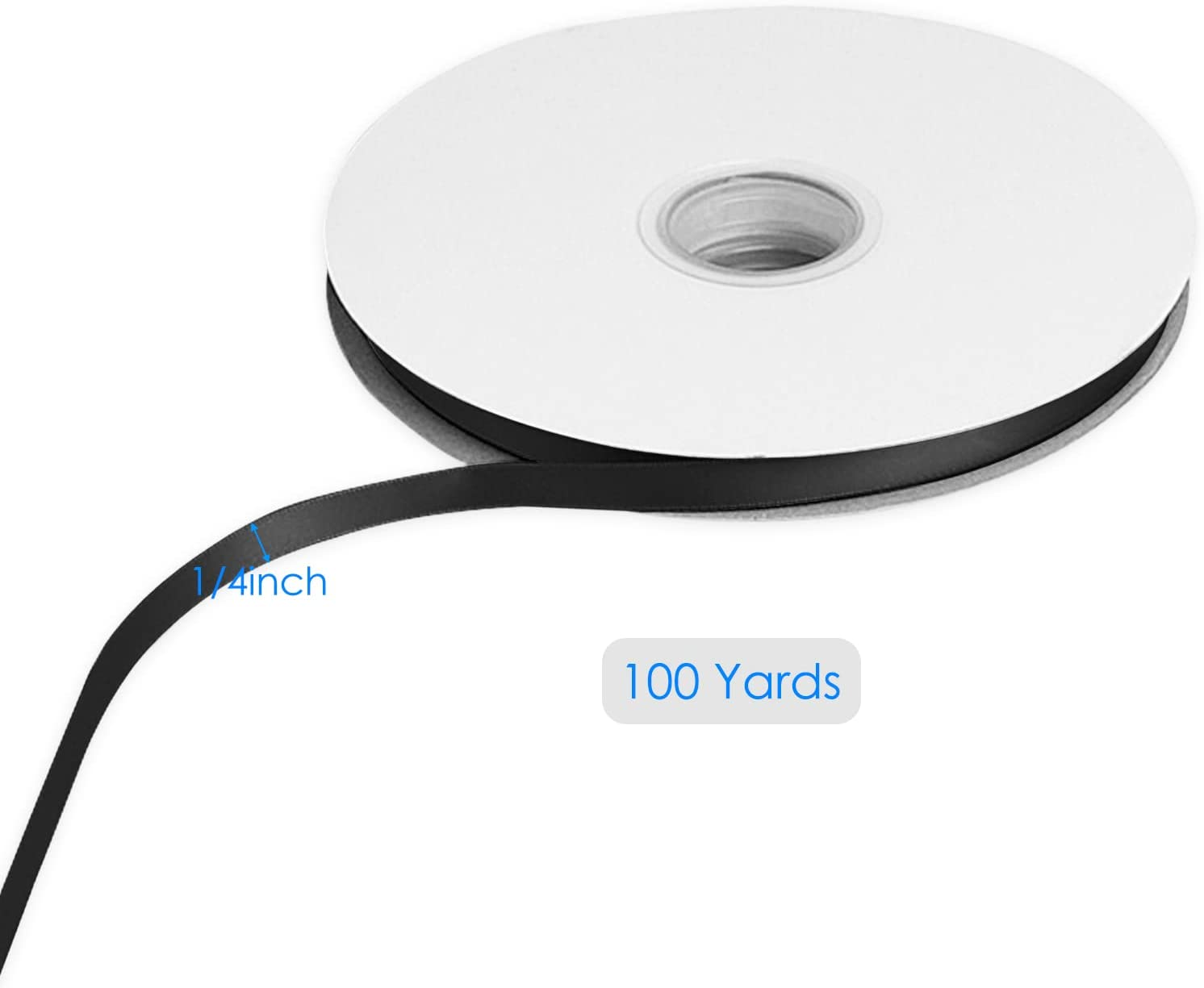 1/4 Inches Wide Double Faced Black Polyester Satin Ribbon, Findtop 100 Yards Long for Gift Wrapping Ornaments Party Favor and DIY Craft Supplies image number 1