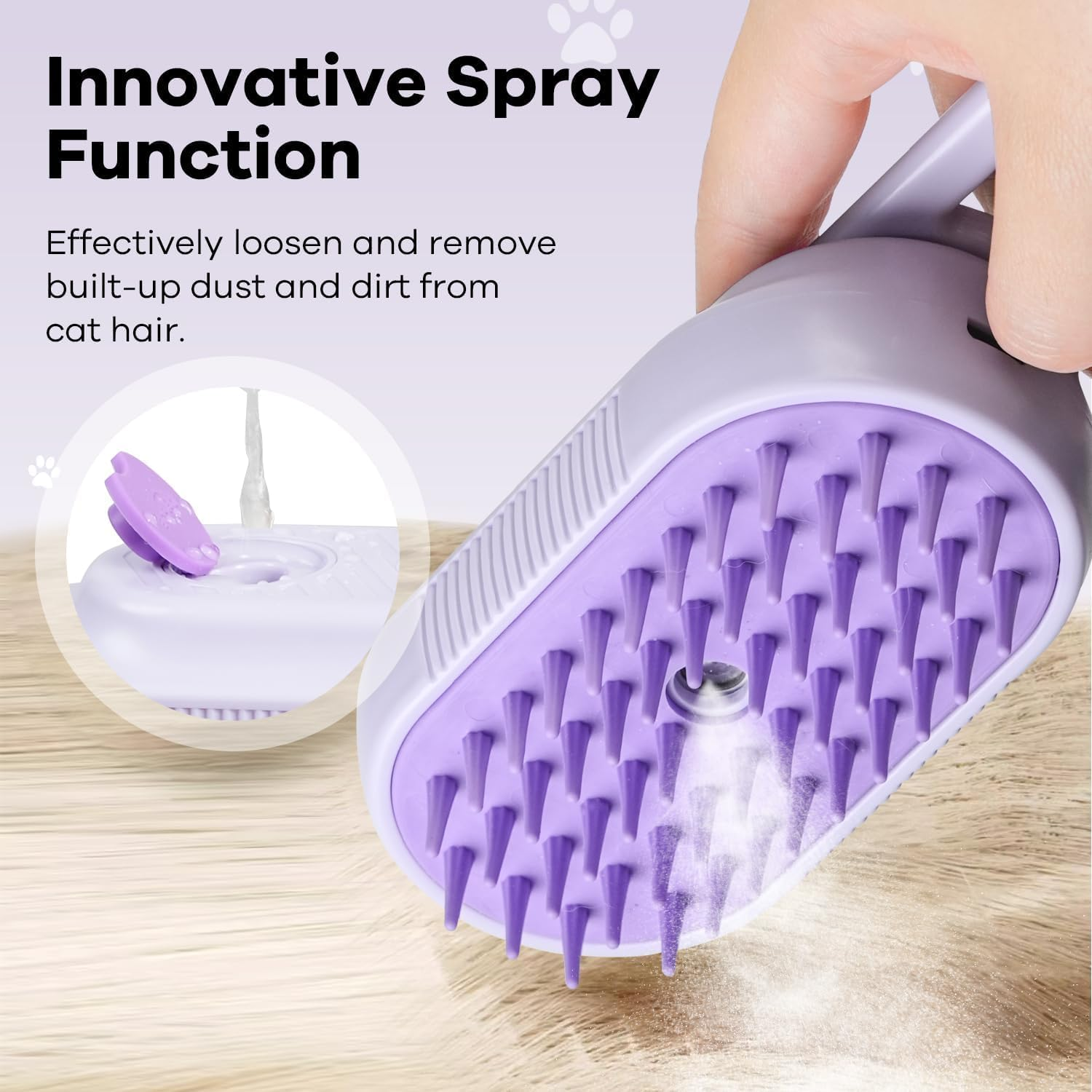 TONOS Cat Brush with Steam, 5-In-1 Steam Brush, Cat Brush, Dogs and Rabbits, Rechargeable Pet Steam Brush with Water Tank, Massage, Care and Hair Removal for Cat, Dog image number 4