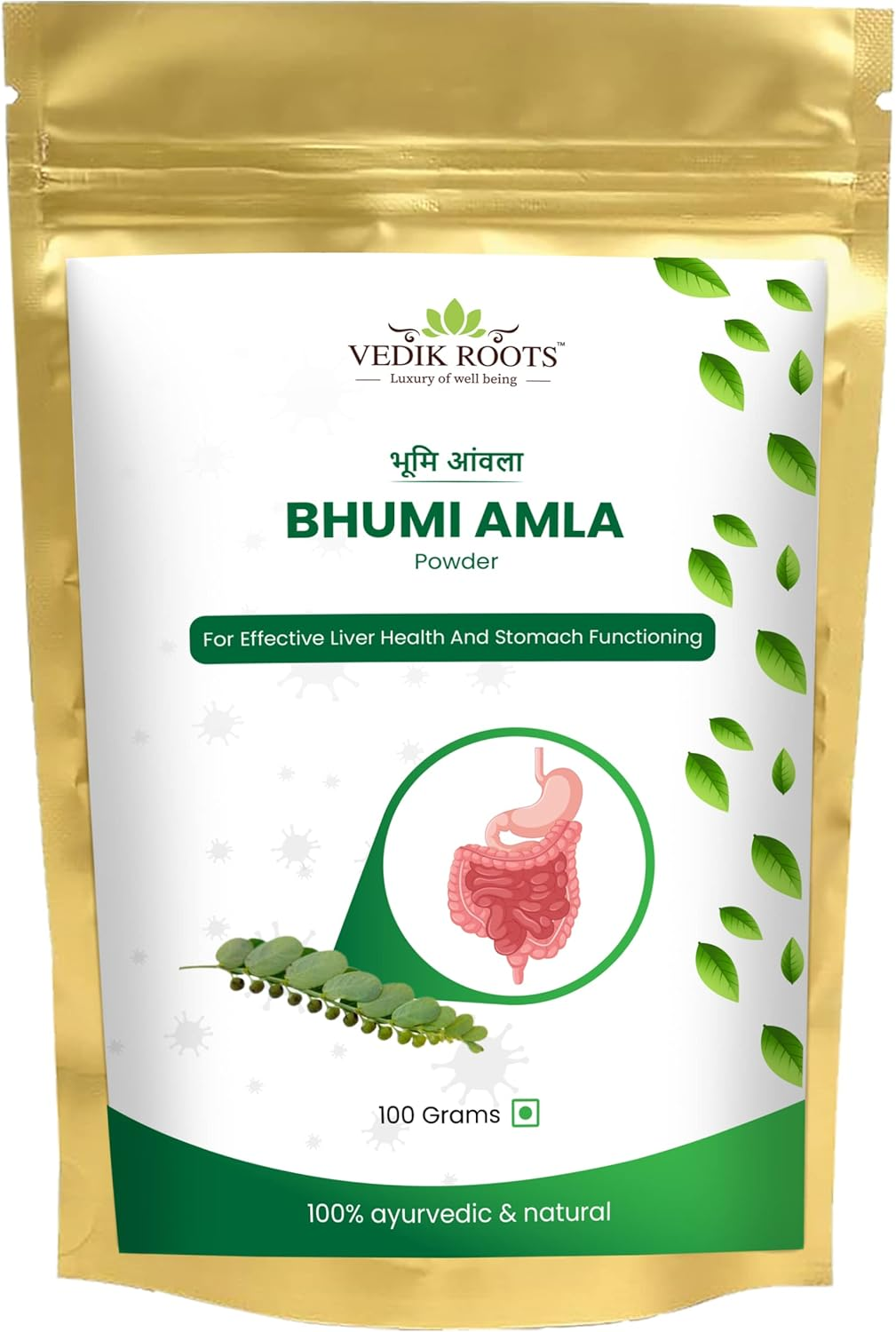 Vedikroots Bhumi Amla Powder/Churn - Organic and Pure Ingredient Extract for Healthy Liver Functioning and Digestive Strength | Enriched with Essential Nutrients image number 3