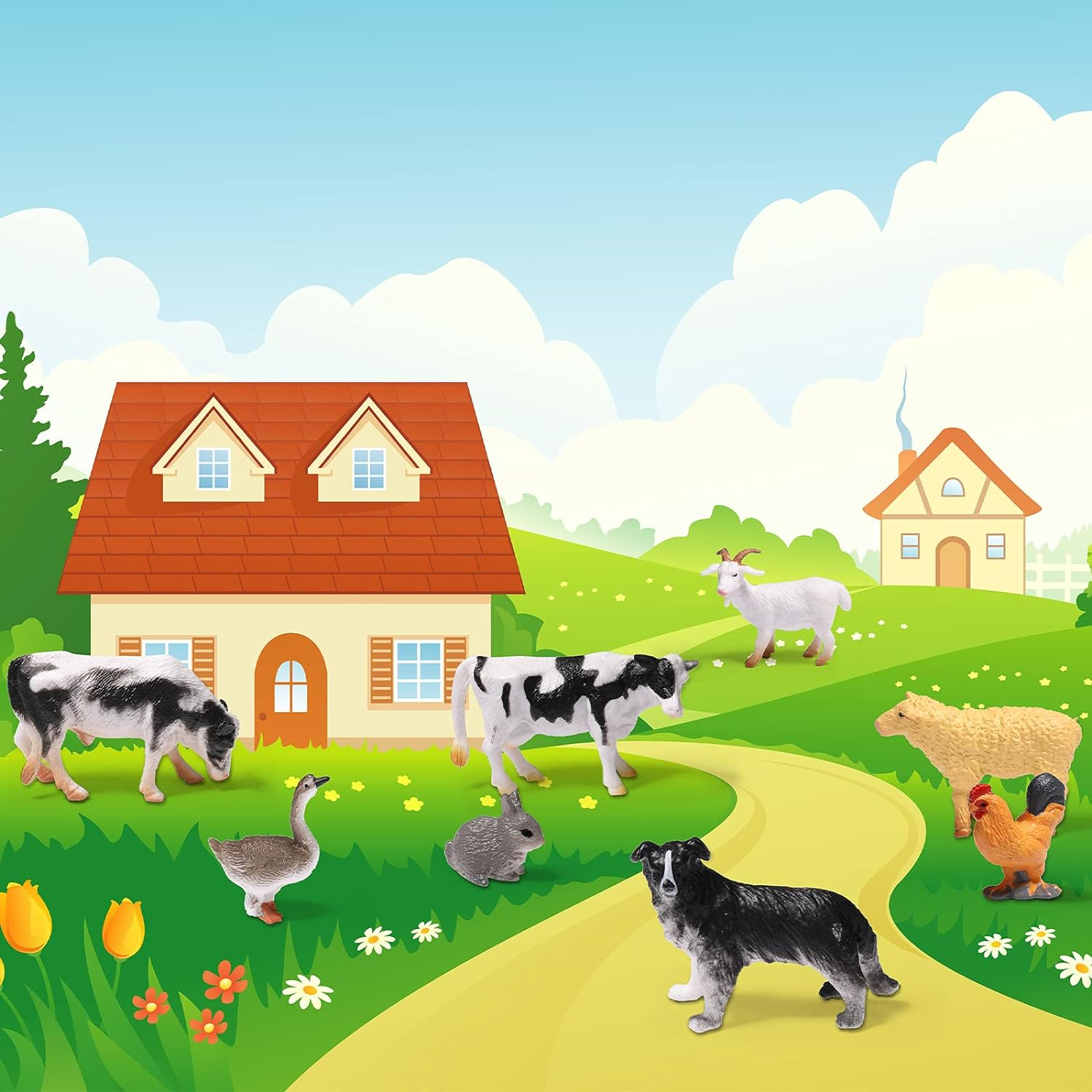 16 Pieces Farm Animal Figures Toys Realistic Jungle Farm Animal Figurines Mini Learning Educational Playset Cake Topper Ornaments for Easter Egg Fillers Birthday Christmas Animal Themed Party Supplies