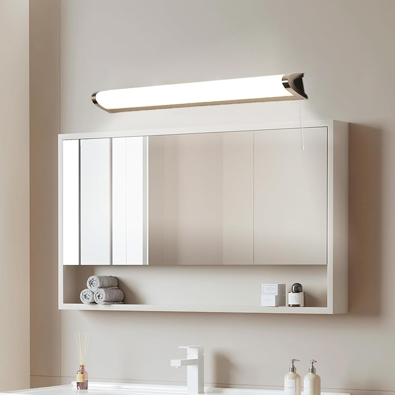 LED Bathroom Wall Light above Mirror Wall Lamp Waterproof IP44 Sconce Wide Lighting Range Silver Bathroom Hotel Toilet Shower Room 3000K/4500K/6500K (Warm Light,60Cm) XXZ image number 6