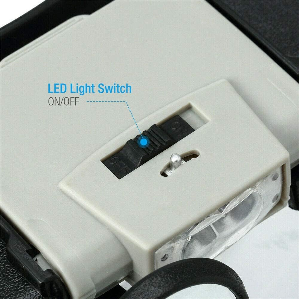 Head Magnifier Jewelers with LED Light Illuminated Helmet Magnifying 1.5X 3X 6.4X 8.3Xtools for Watch Repair, Precision Work Reading Aid image number 4