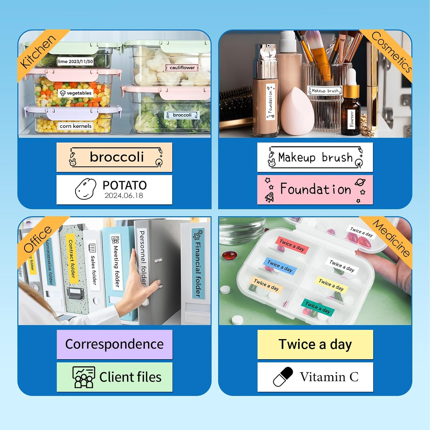 Volengo LT12 Label Maker, Handheld Portable Label Printer, Easy to Use, QWERTY Keyboard, Backlit LCD, for Home, Office, and On-The-Go Use