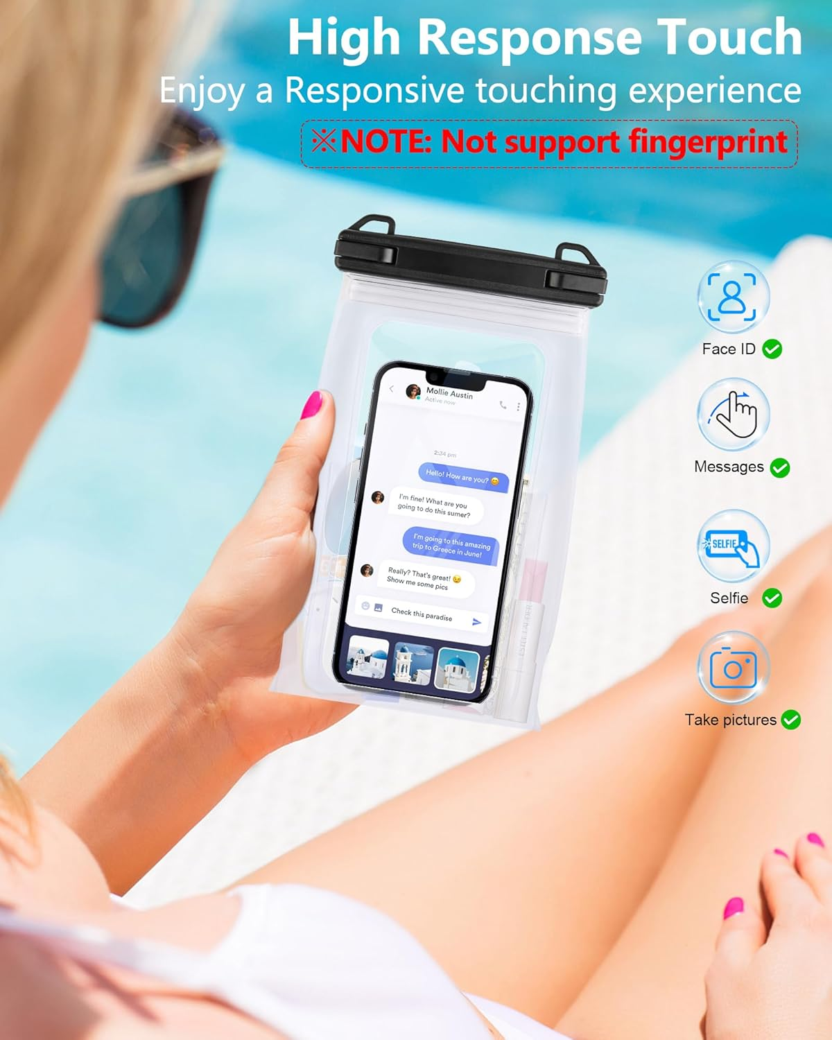 IPX8 Waterproof Phone Pouch Floating, [Expandable Space] Waterproof Bag, Cell Phone Dry Bag with Adjustable Lanyard for Iphone Samsung Google up to 7.0" White image number 7