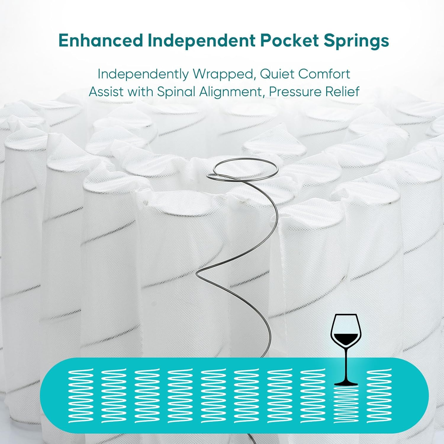 Queen Hybrid Mattress 30Cm Euro Top Medium Firm for Back & Lumbar Support, 100 Night Trial, Individual Pocket Spring Mattresses for Motion Isolation & Pressure Relief with Ergonomic Design image number 4