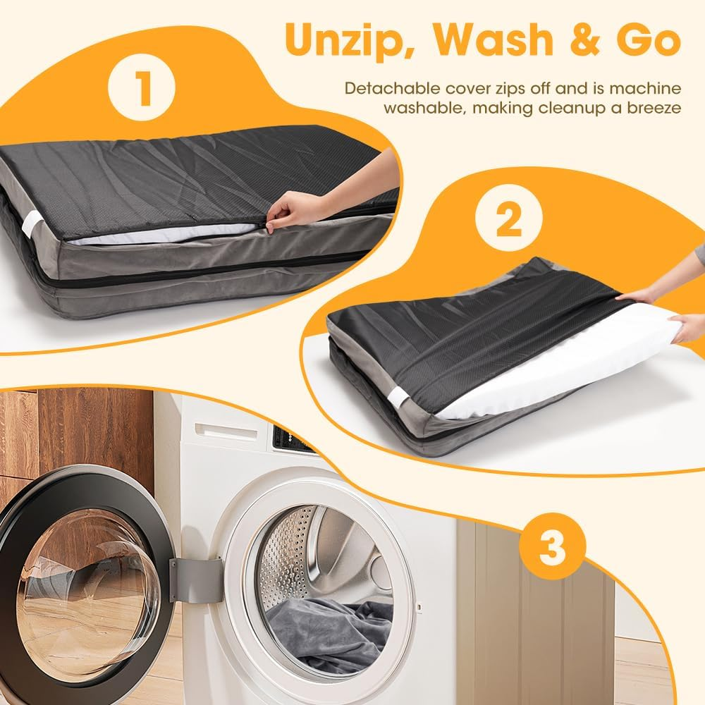 Petzly Orthopedic Dog Bed with Sides &ndash; Soft Dog Sofa Bed for Small & Medium Dogs with Plush Egg-Crate Foam, Removable Washable Cover, Medium(71X58X18Cm), Grey image number 3