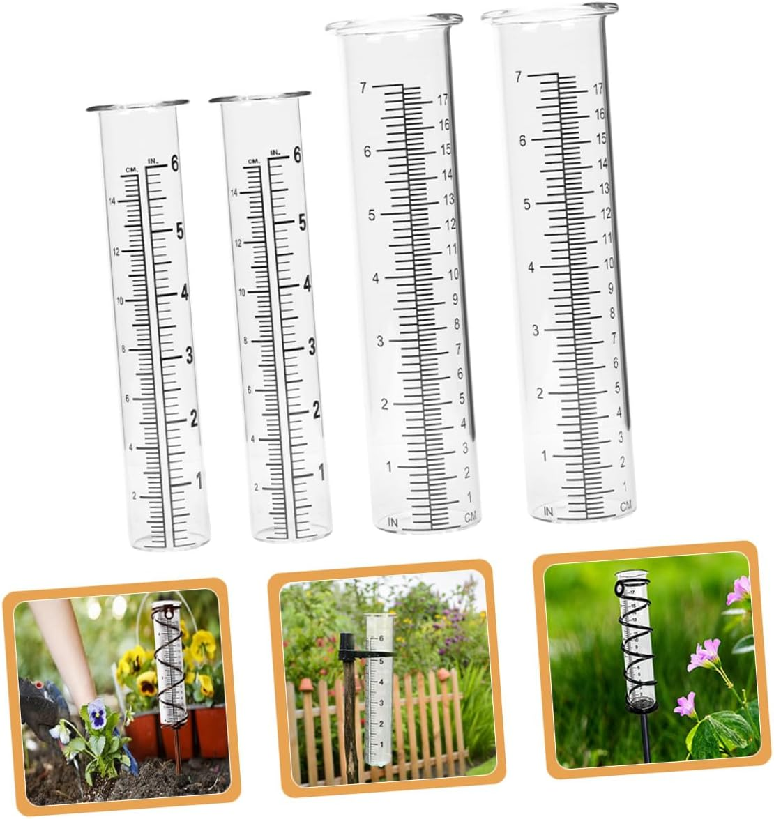 NOLITOY 4Pcs Glass Rain Gauge Tubes Replacement with Accurate Measuring Cylinders for Garden Lawn Outdoor Rainfall Measurement Tool