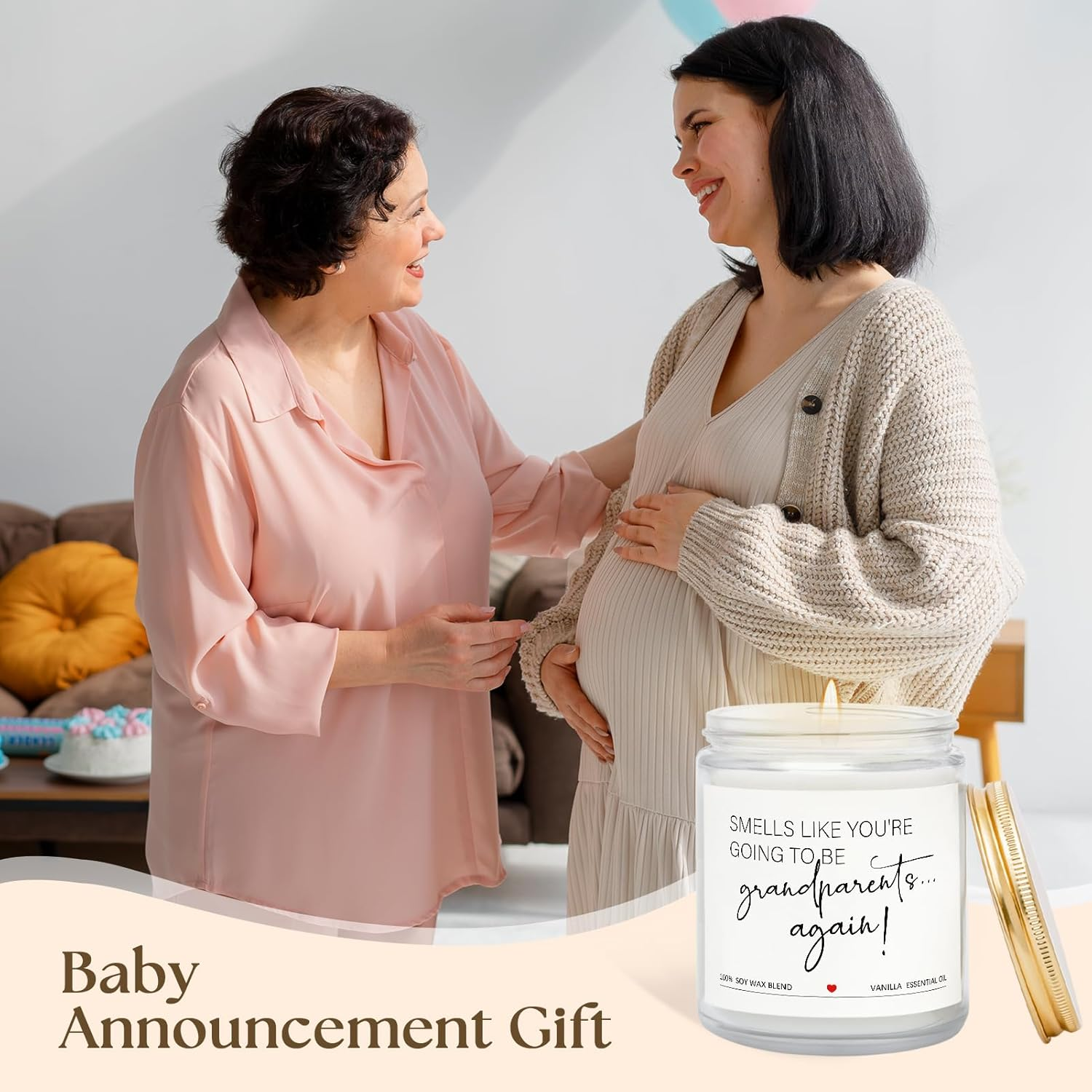 Pregnancy Announcement Gifts for Grandparents, Baby Announcements Ideas - Vanilla Scented Candles, Pregnancy Reveal, You'Re Going to Be Grandparents Again Baby Announcement image number 5