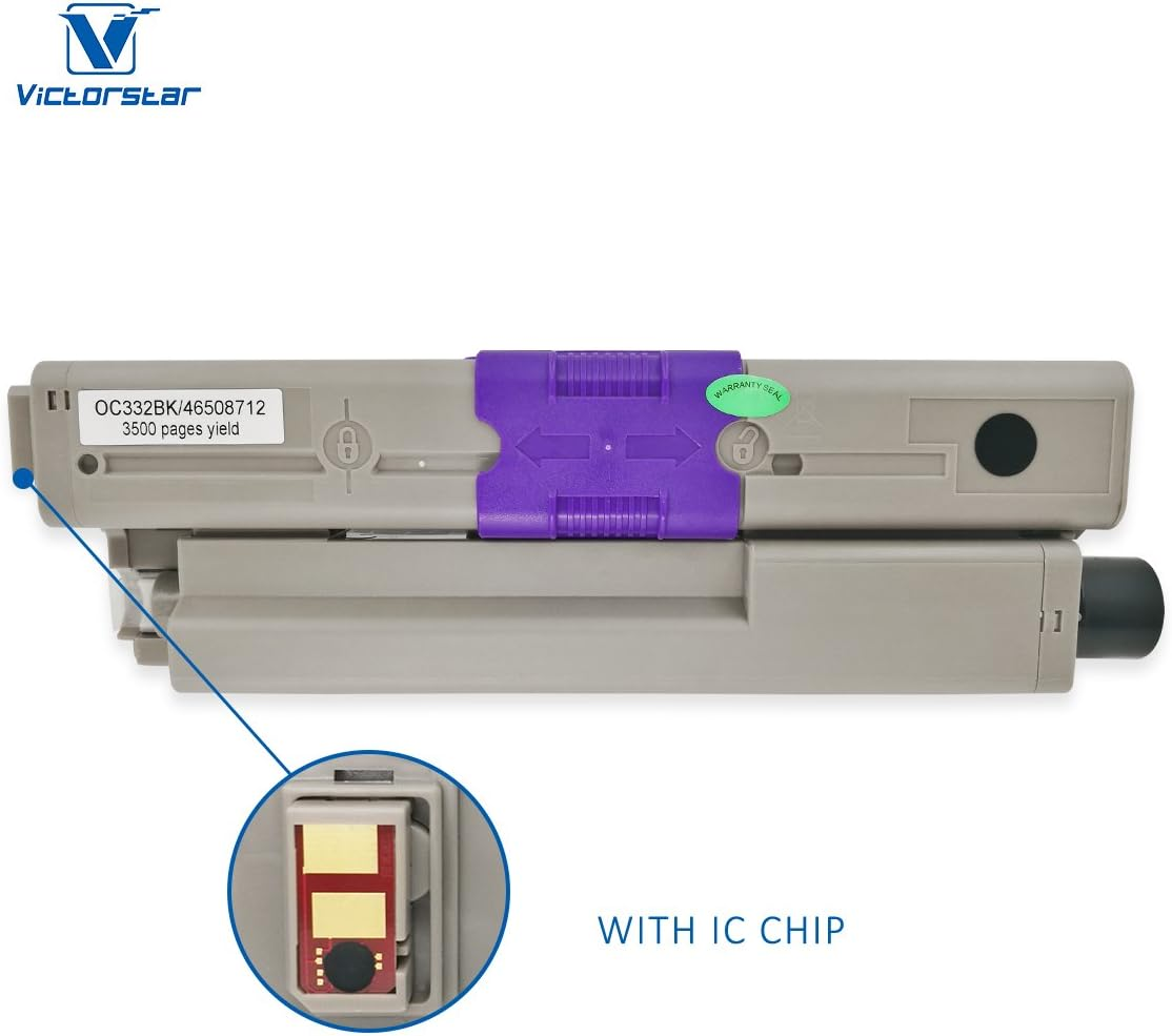 VICTORSTAR Compatible Toner Cartridges C332 MC363 C332Dn Mc363Dn C332Dnw Mc332Dnw 4 Colors 3500 Pages for Black 3000 Pages for C M Y for OKI Okidata Color Laser Printers image number 2