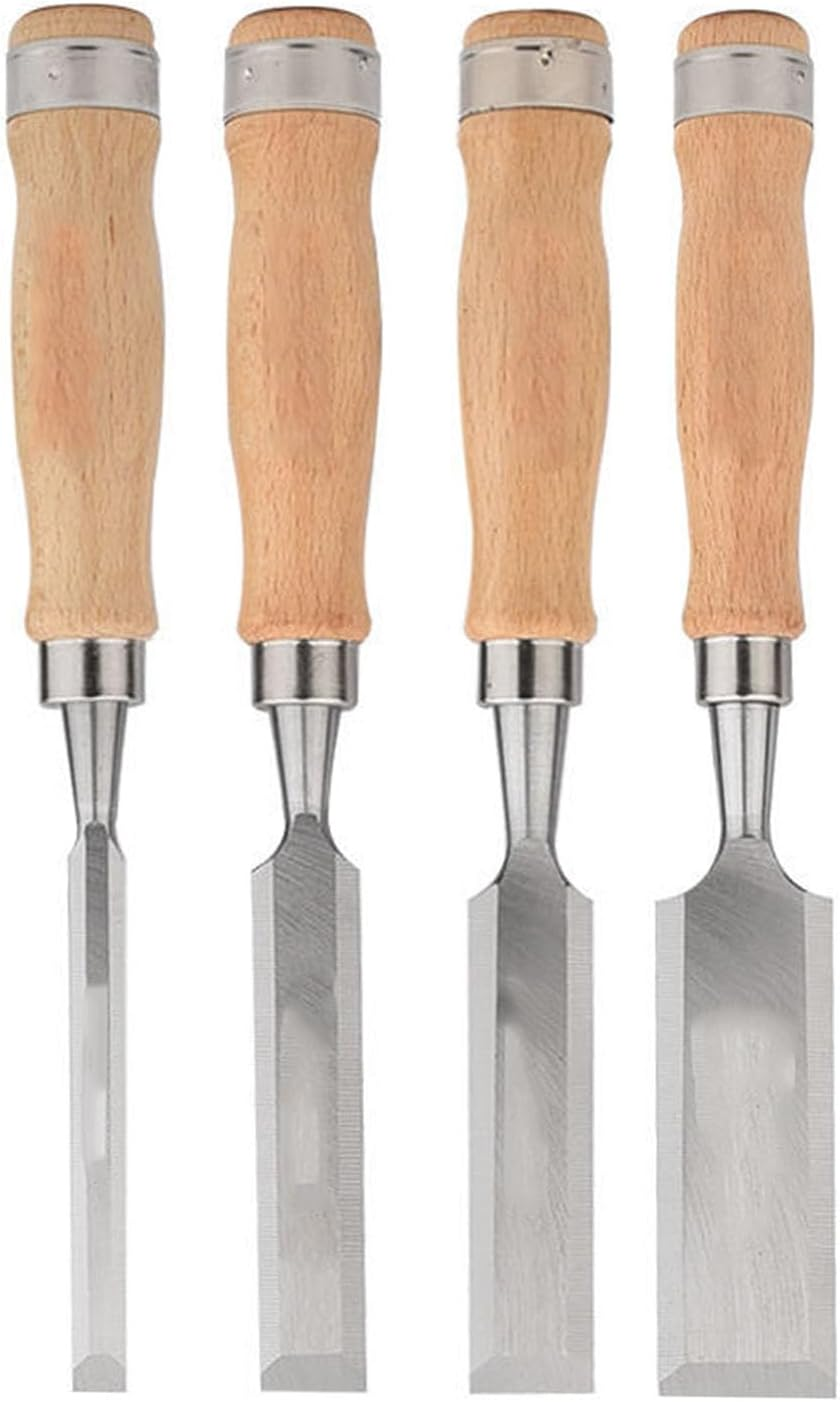 Shengsenfu 4 Pcs Wood Chisel Set, Carbon Steel, Bevel Edge, Ideal for Wood Carving, Engraving & Construction image number 2