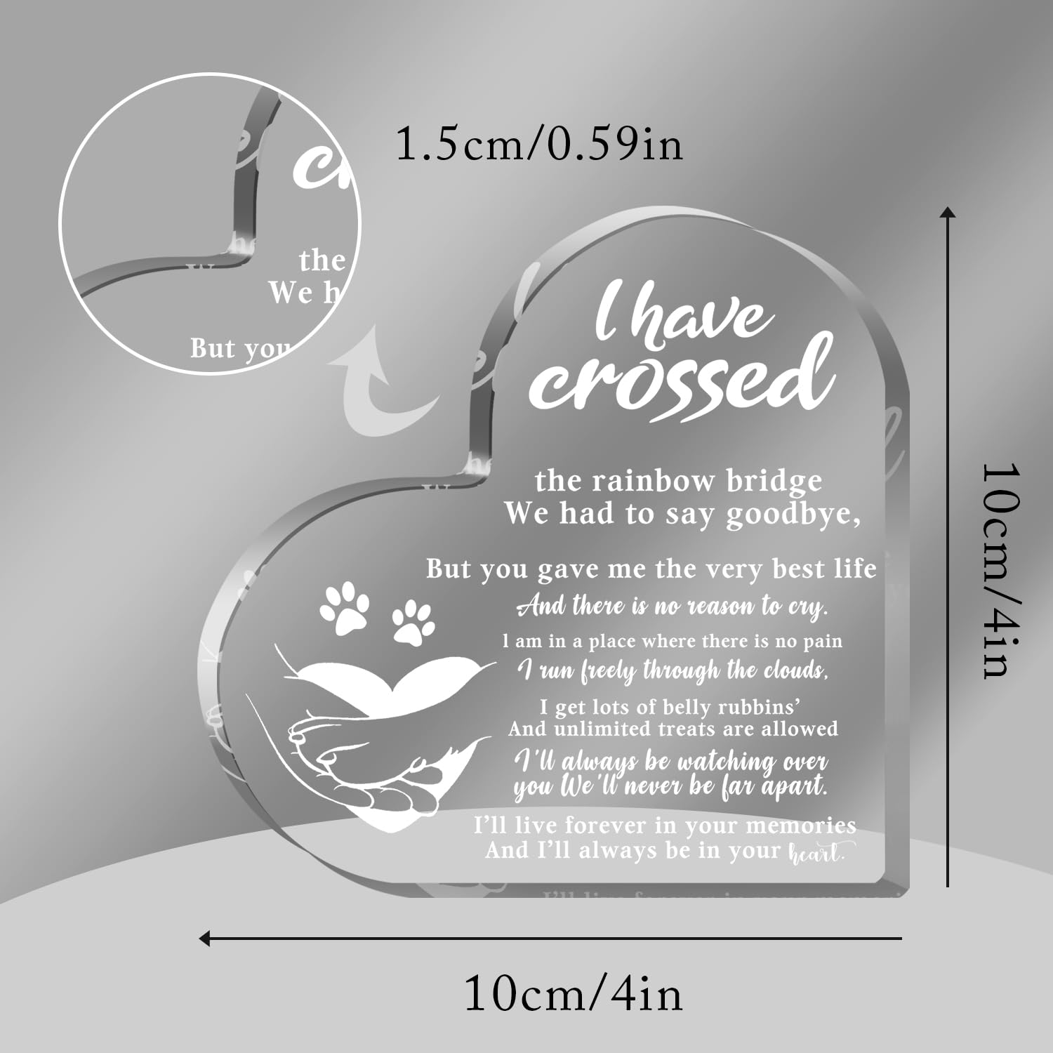 Pet Memorial Acrylic Rainbow Bridge Decorations - Sympathy Gifts for Loss of Dog, Cat - Bereavement Gifts for Pet Loss Remembrance image number 5