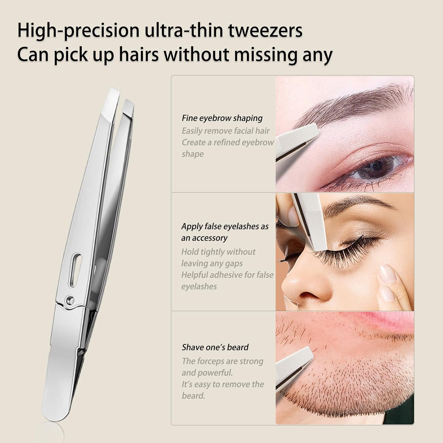 Yxvyxymyxxg Tweezers Professional Precision Hair Removal Tool for Facial Hair and Eyebrow Shaping with Slant Tip Design image number 4