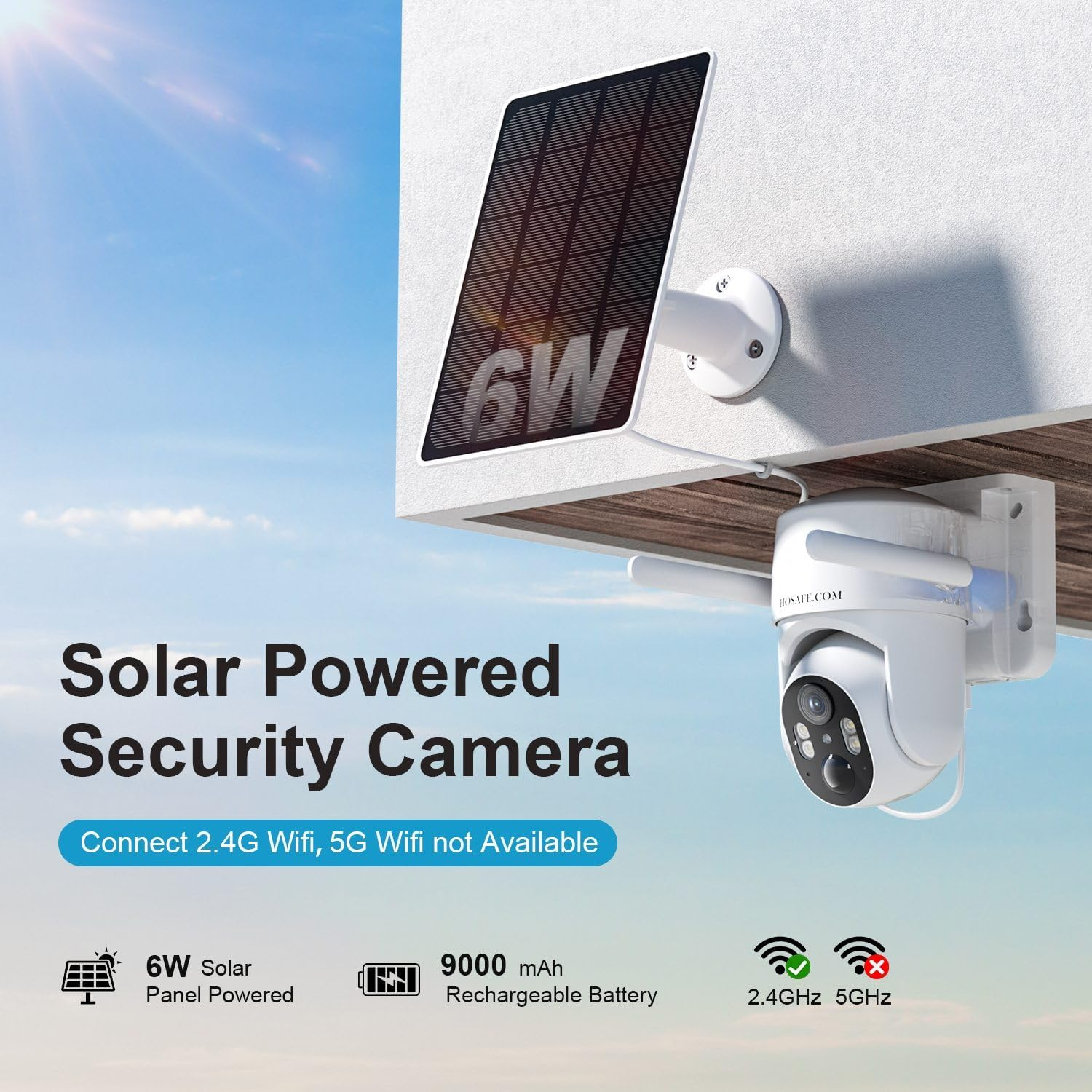 360&deg; PTZ Wifi Camera, Solar Security Camera Outdoor, CCTV Camera for Home Surveillance, 2K HD Color Night Vision, 2-Way Audio, PIR Human Detection, Sd/Cloud, Phone App Alerts image number 2