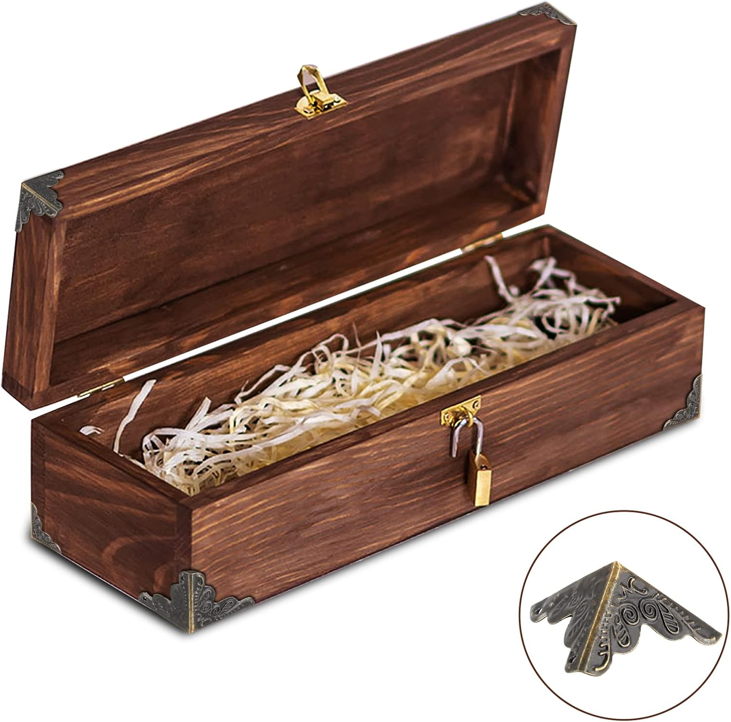 Piutouyar 48 Pcs Box Corner Protectors Metal Cabinet Corner Protectors Rattan Carved Edge Guards for Furniture Decorative with Mounting Screws, 1"X1"X1" Bronze image number 3