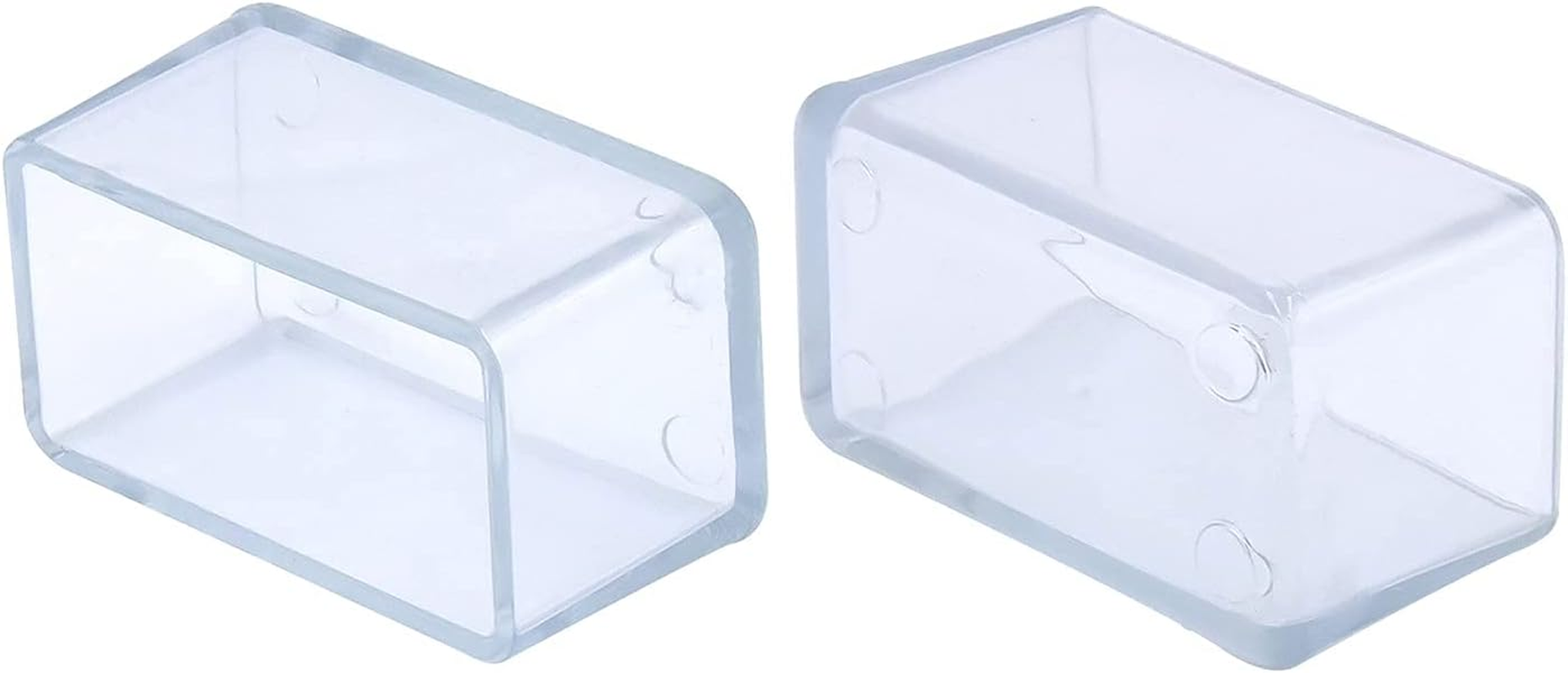 Flyshop 1" X 1-3/16", 25 X 30 Mm Chair Leg Floor Protectors for Furniture Flexible Non-Scratch Foot Covers PVC Chair Leg Caps, Rectangle, Transparent, 16 Pieces