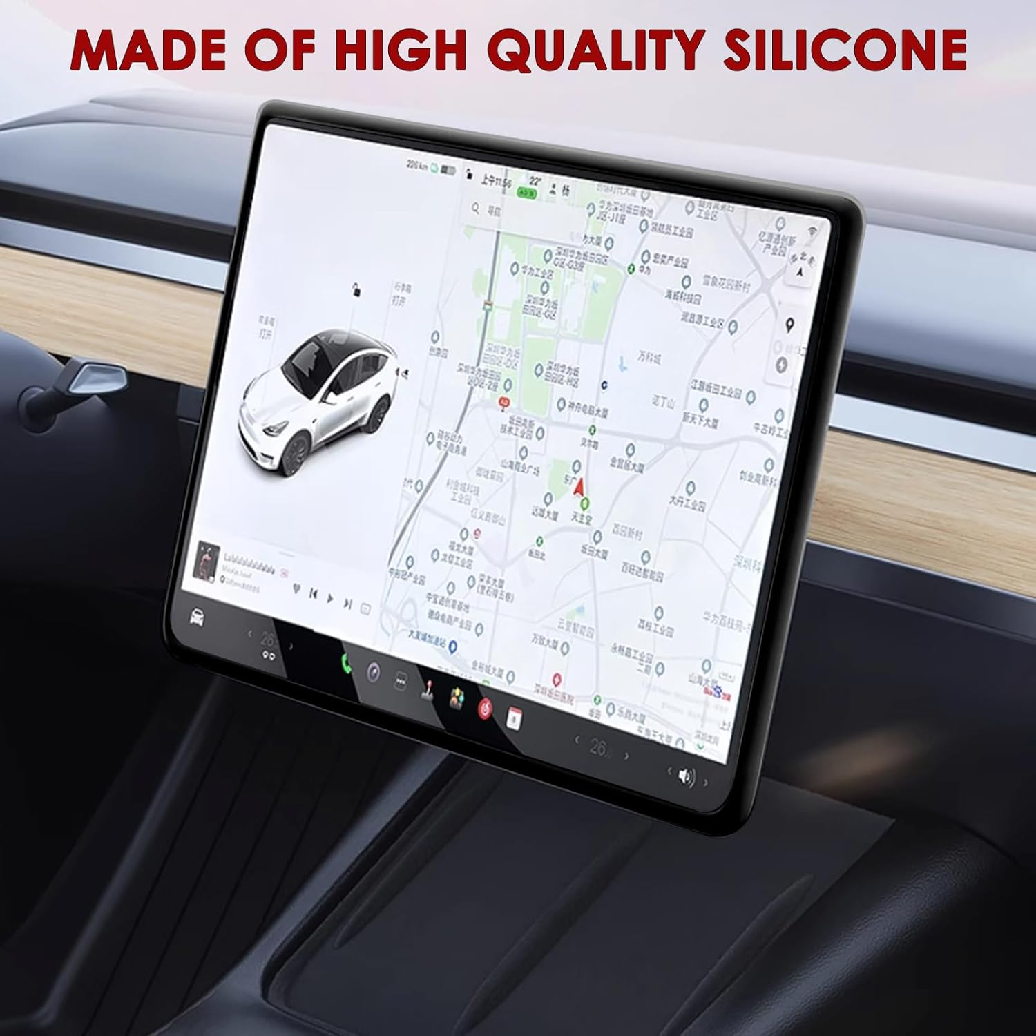 Screen Edge Protector Trim Frame Compatible with Tesla Model 3 Highland Model Y Juniper 2025 2024 2023 2022 2021 2020 Interior Center Console Cover Decor Strip Decorations Trim Accessories (Black) - Gray image number 4