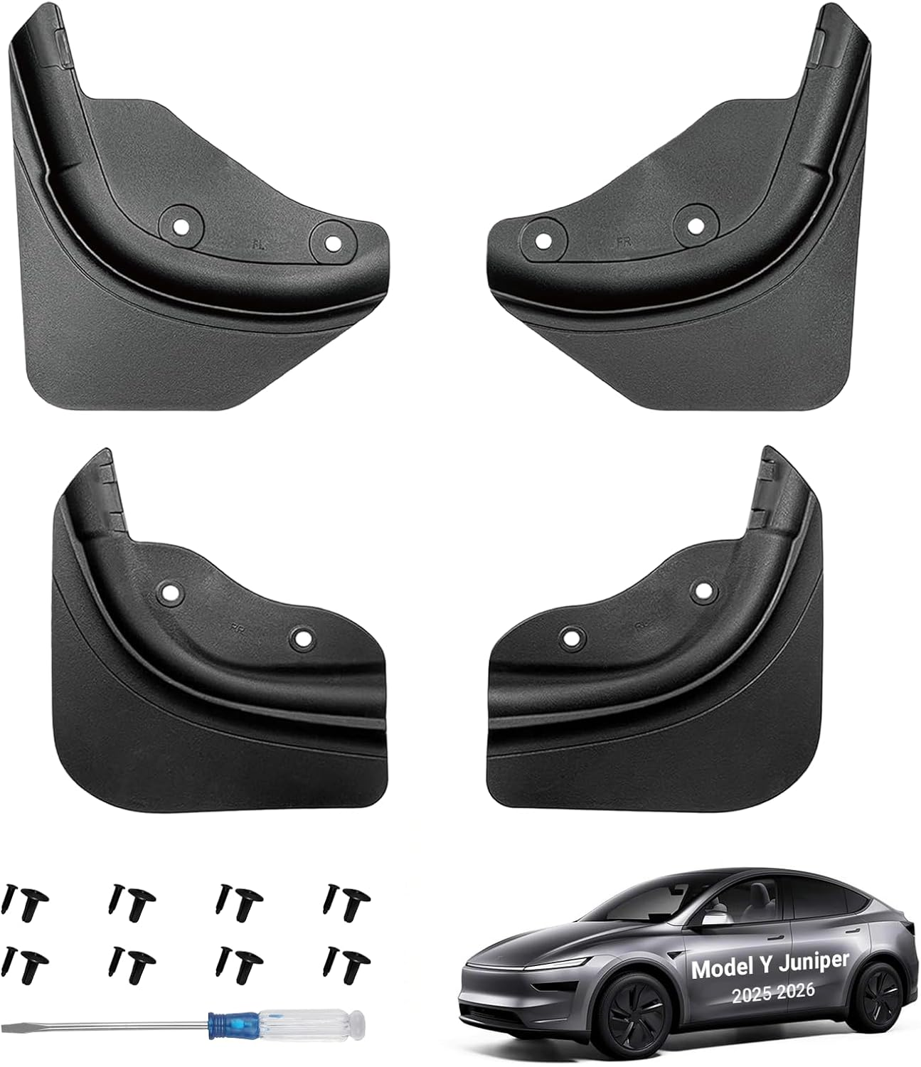 Ixtra Mud Flaps for Tesla Model Y Juniper Accessories 2025&ndash;2026, All-Weather TPE Splash Guards, No-Drill Easy Install, Anti-Scratch Paint Protection Fender Kit (Set of 4) (2025-2026 Model Y Juniper) image number 2
