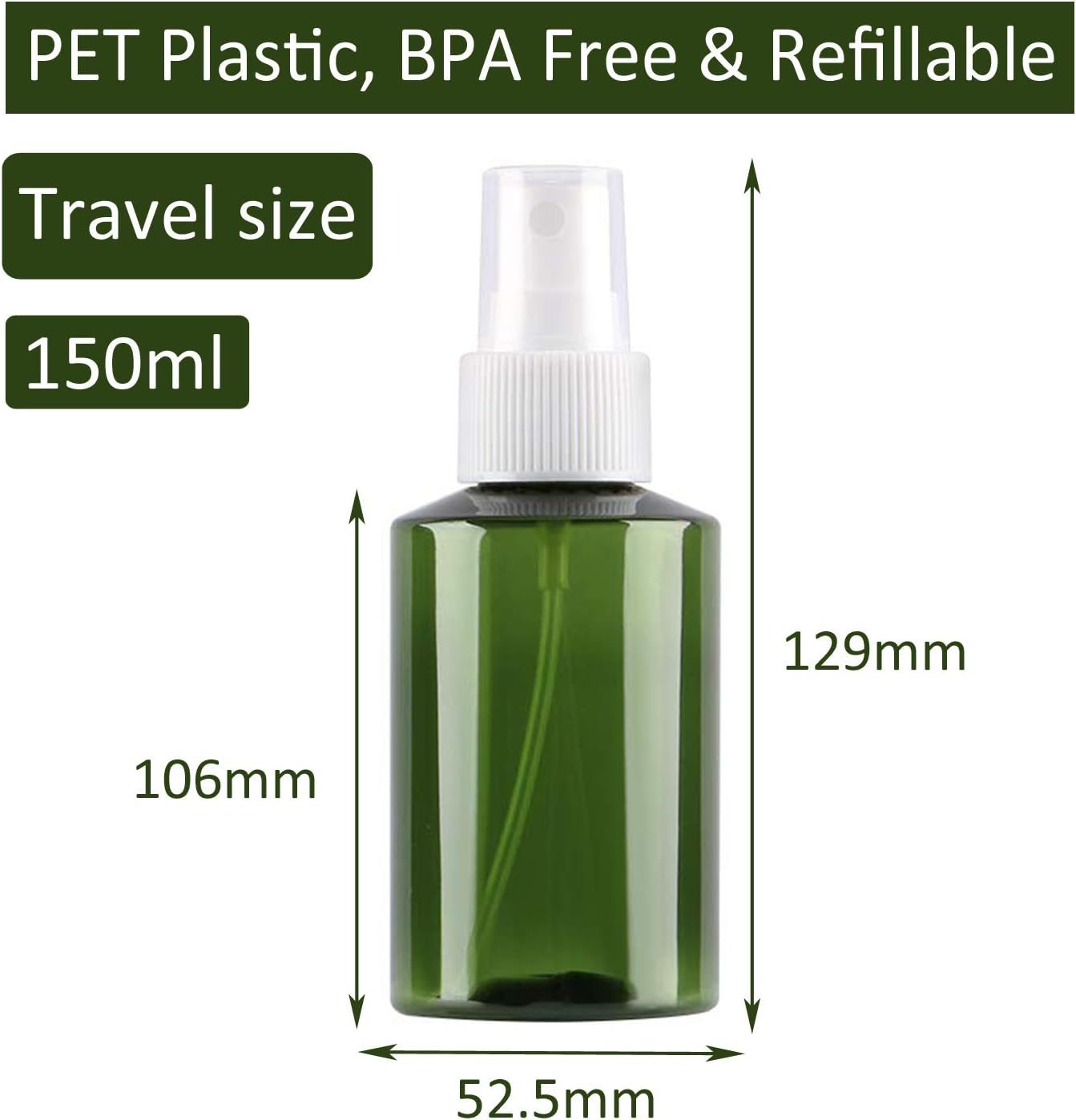 Alledomain Plastic Spray Bottles - Empty Refillable Fine Mist Travel Atomiser Sprayers Plastic Bottles Set Liquid Containers with 2 Funnels - Ideal for Makeup Remover Cosmetic Beauty Care, 150Ml*3, 150Ml - 200Ml*3 image number 7