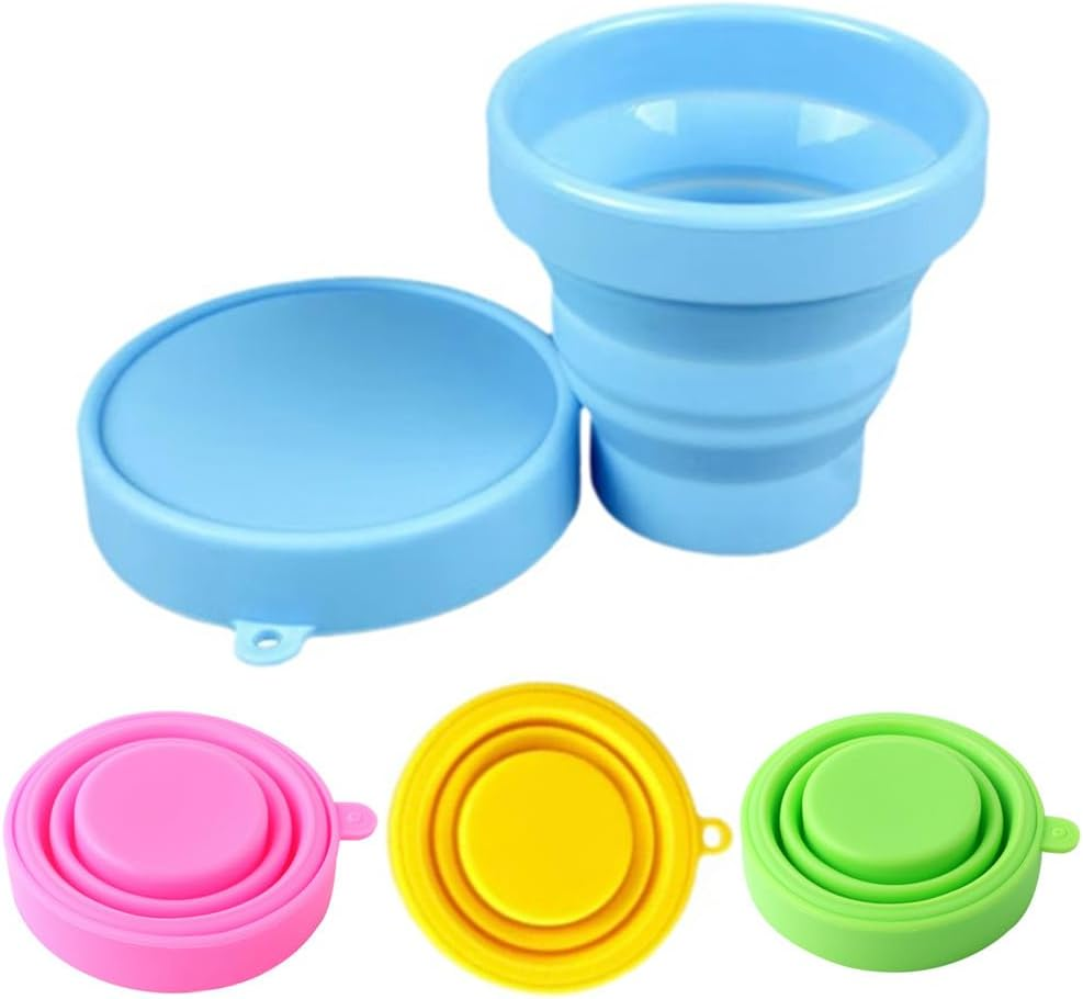 Pack of 4 Foldable Cups, Silicone Foldable Drinking Cup, Foldable Travel Cup, Portable Water Cup, Collapsible Silicone Travel Cup for Travel Camping (170 Ml) image number 3