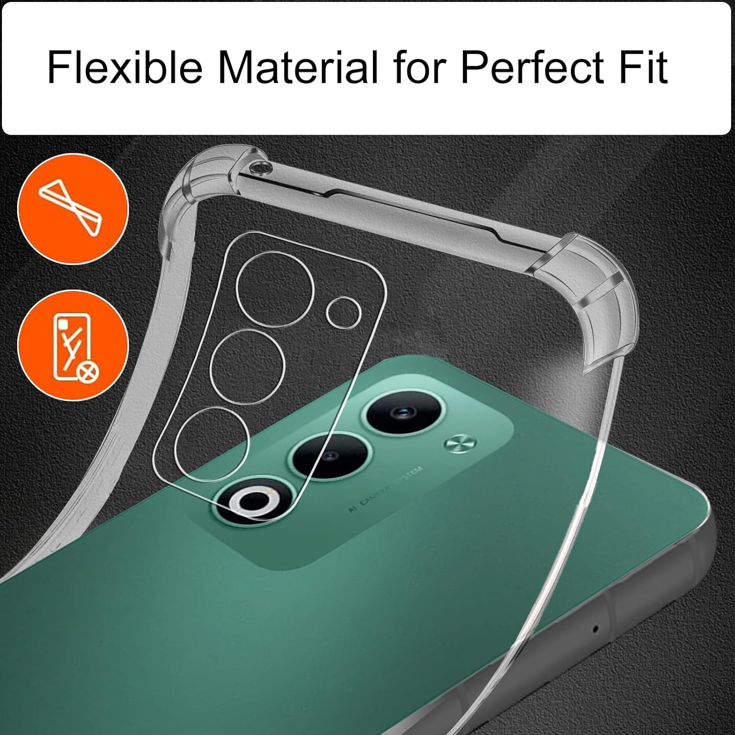 CONAPIKA Case for Oppo A5 5G with 2 Tempered Glass, Crystal Clear Anti-Scratch Soft TPU Phone Cover Reinforced Corner Ultra Slim Shockproof Drop Protection Transparent Protective Tough Shell image number 6